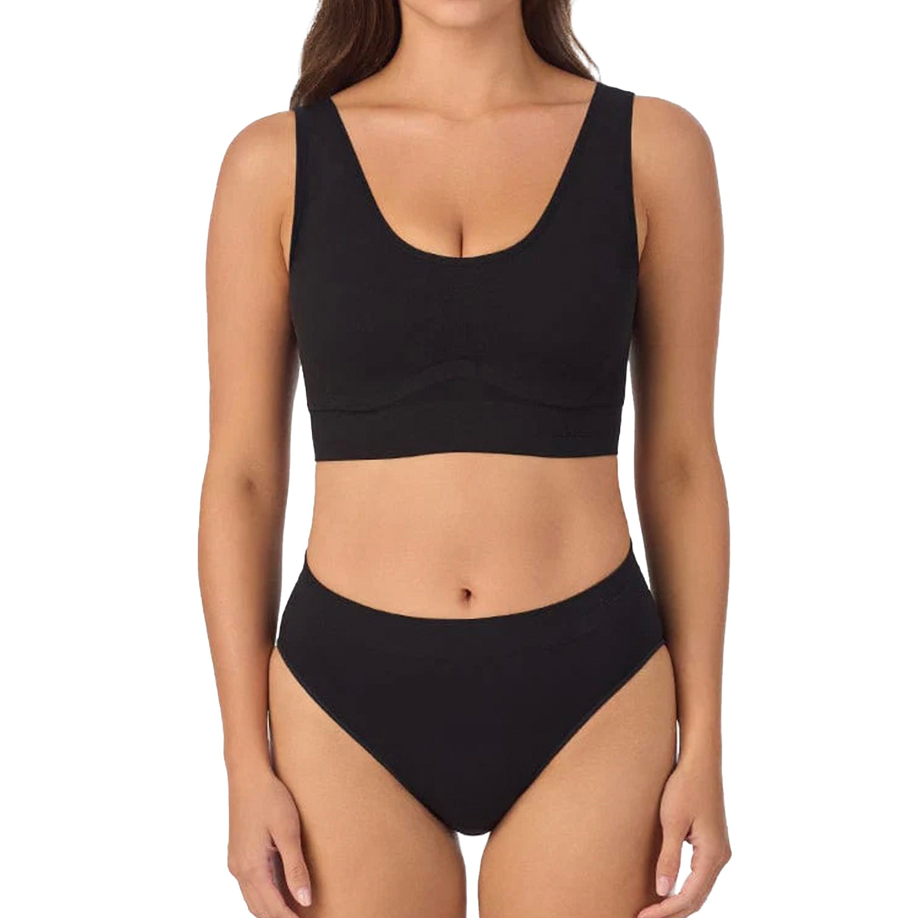 Le Mystere Seamless Comfort Wireless Back Smoother Bra 5317 Black Set