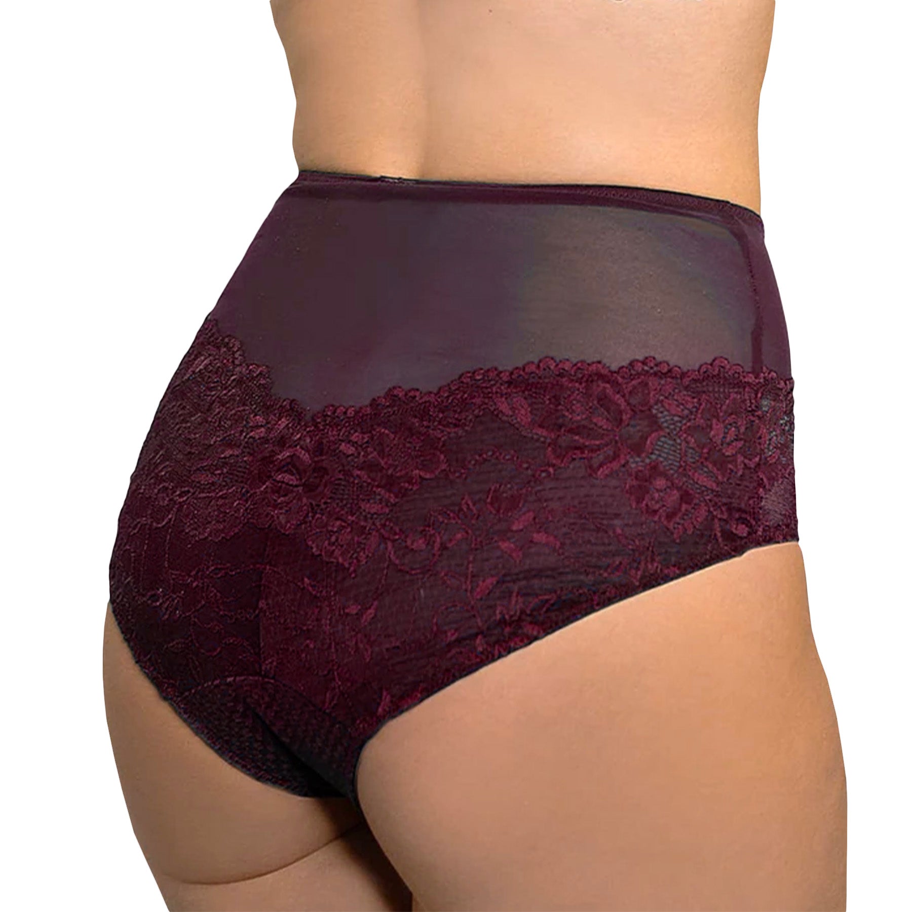 Fit Fully Yours Serena Lace Brief U2763 Burgundy Rear View