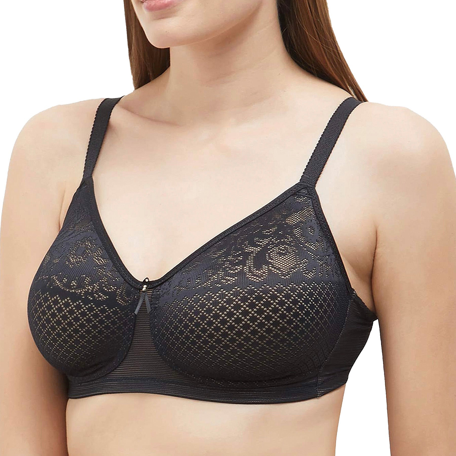 Wacoal Visual Effects Wire Free Minimizer Bra 852210 Black Front
