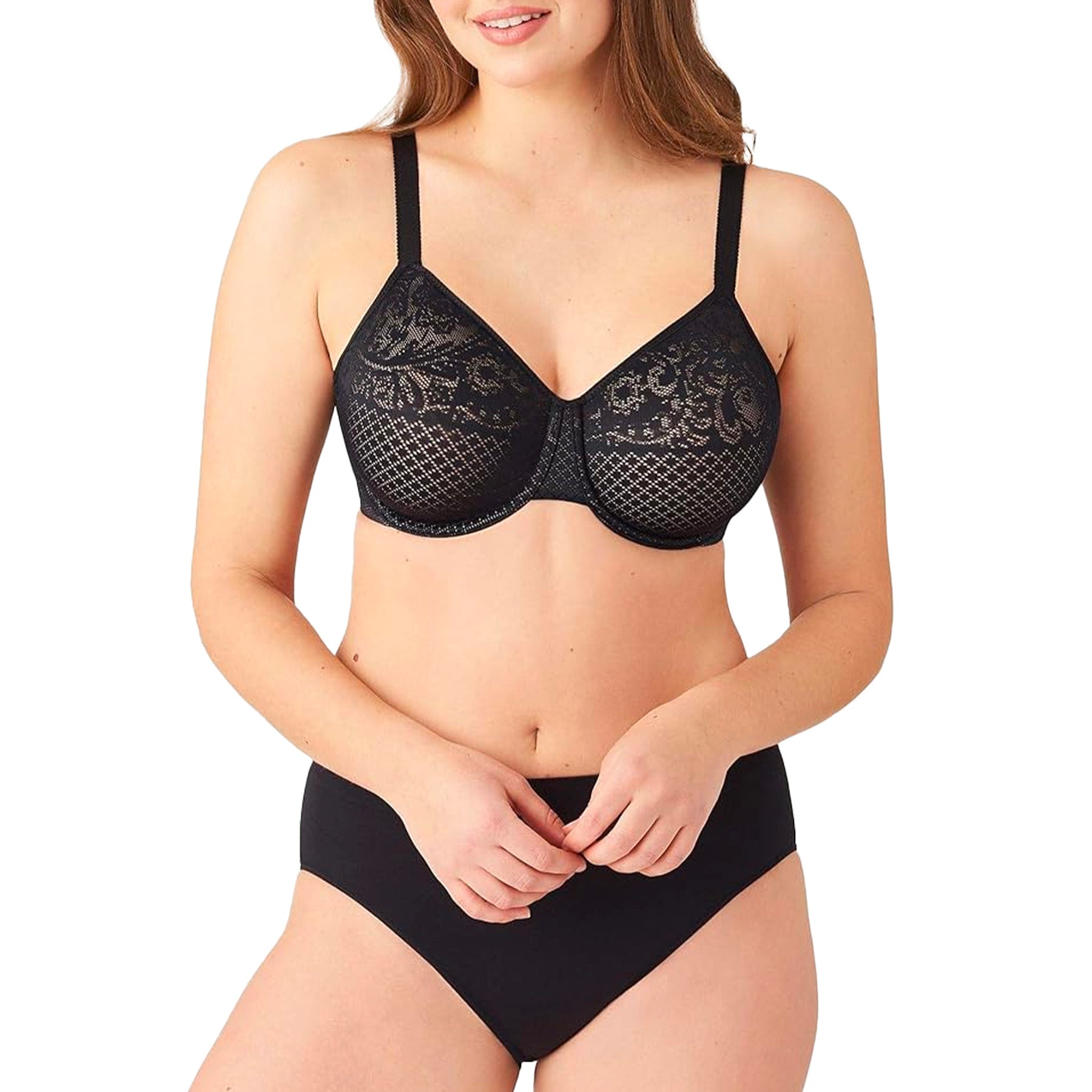 Wacoal Visual Effects Underwire Minimizer Bra 857210 Black Set