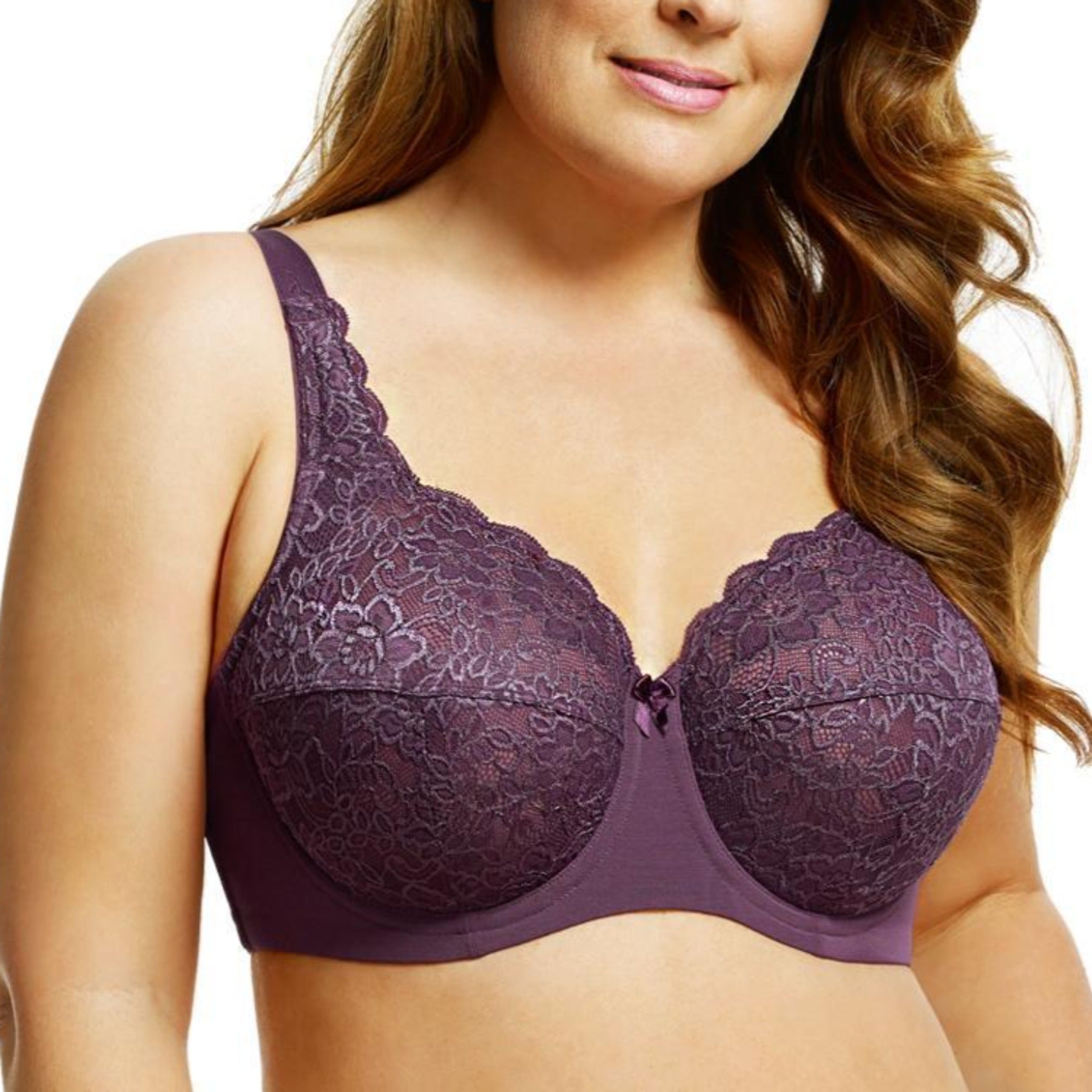 Full Coverage Stretch Lace Underwire Bra 2311 - Plum