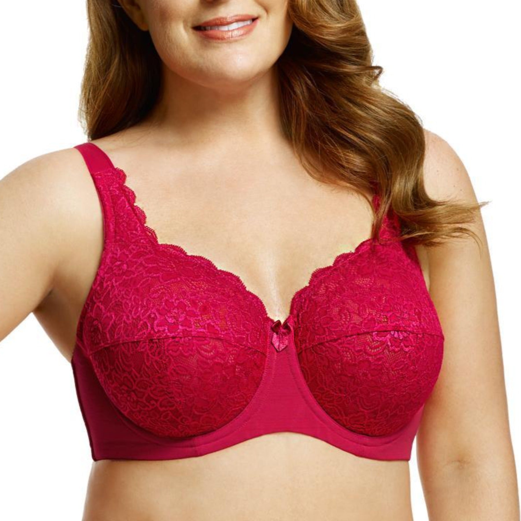 Full Coverage Stretch Lace Underwire Bra 2311 - Red