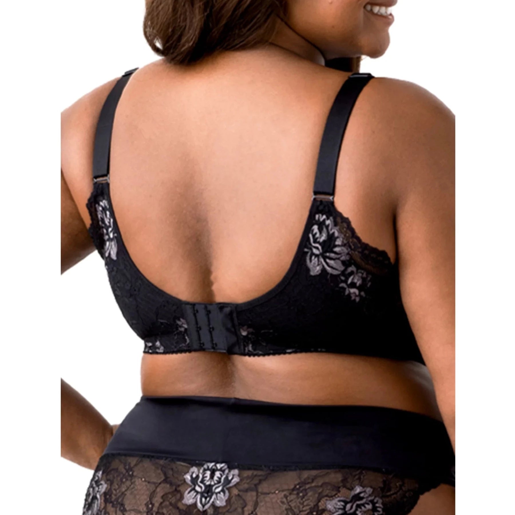Microfiber & Lace Molded Softcup Wireless Bra 1903 - Black