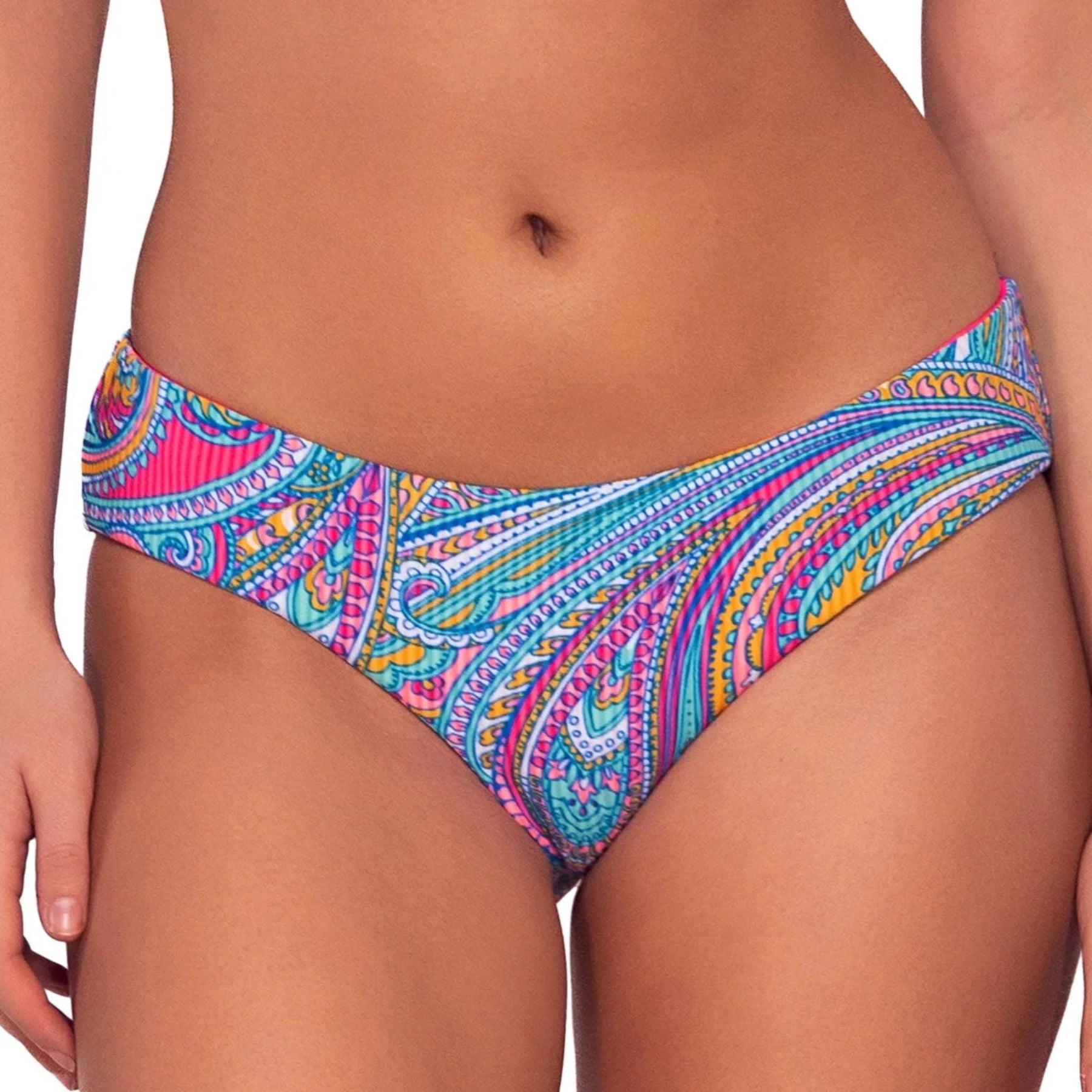 Sunsets Alana Reversible Hipster Bikini Bottom 19B Paisley Pop Front 1