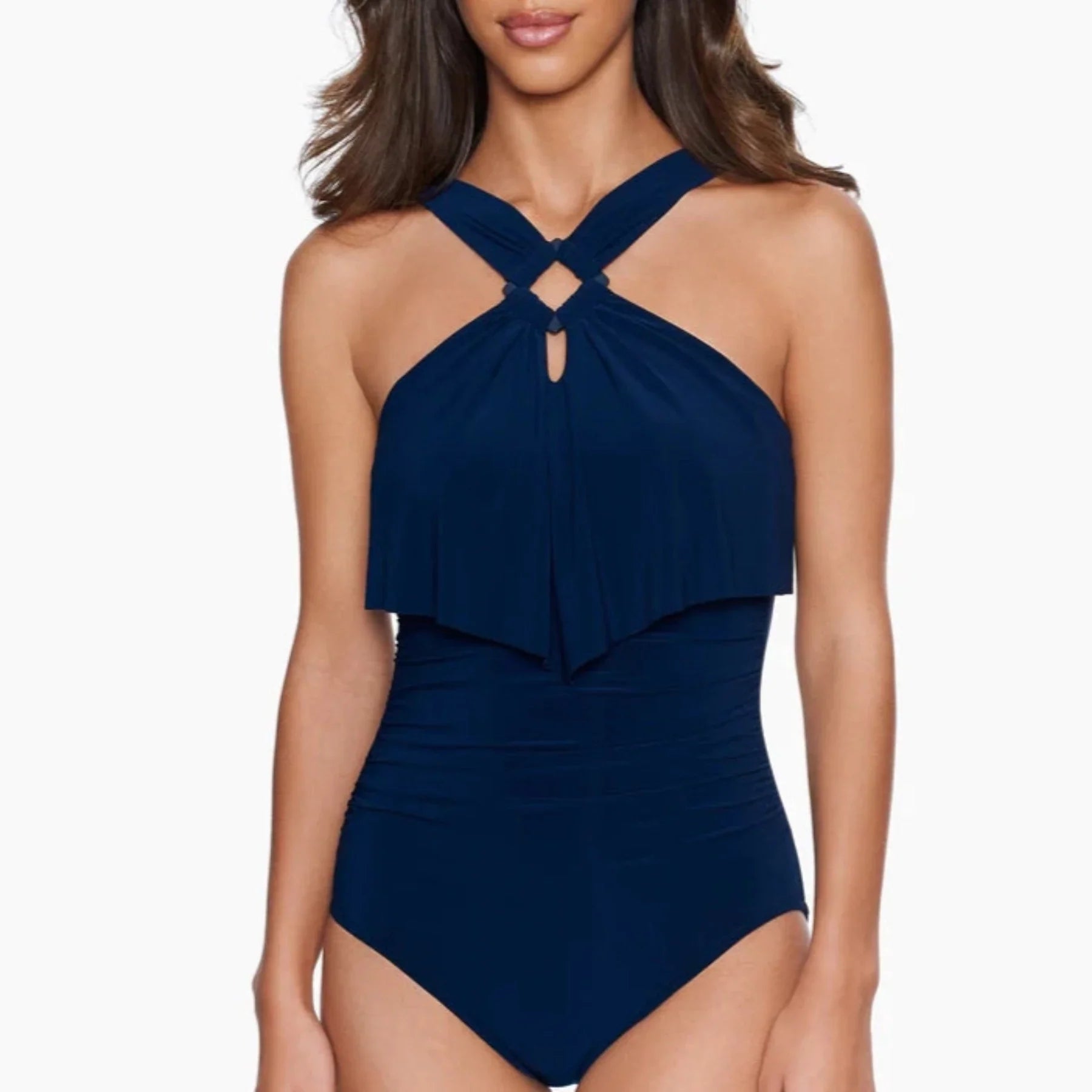 Square Cut Liza One Piece Swimsuit 6006097 - Navy