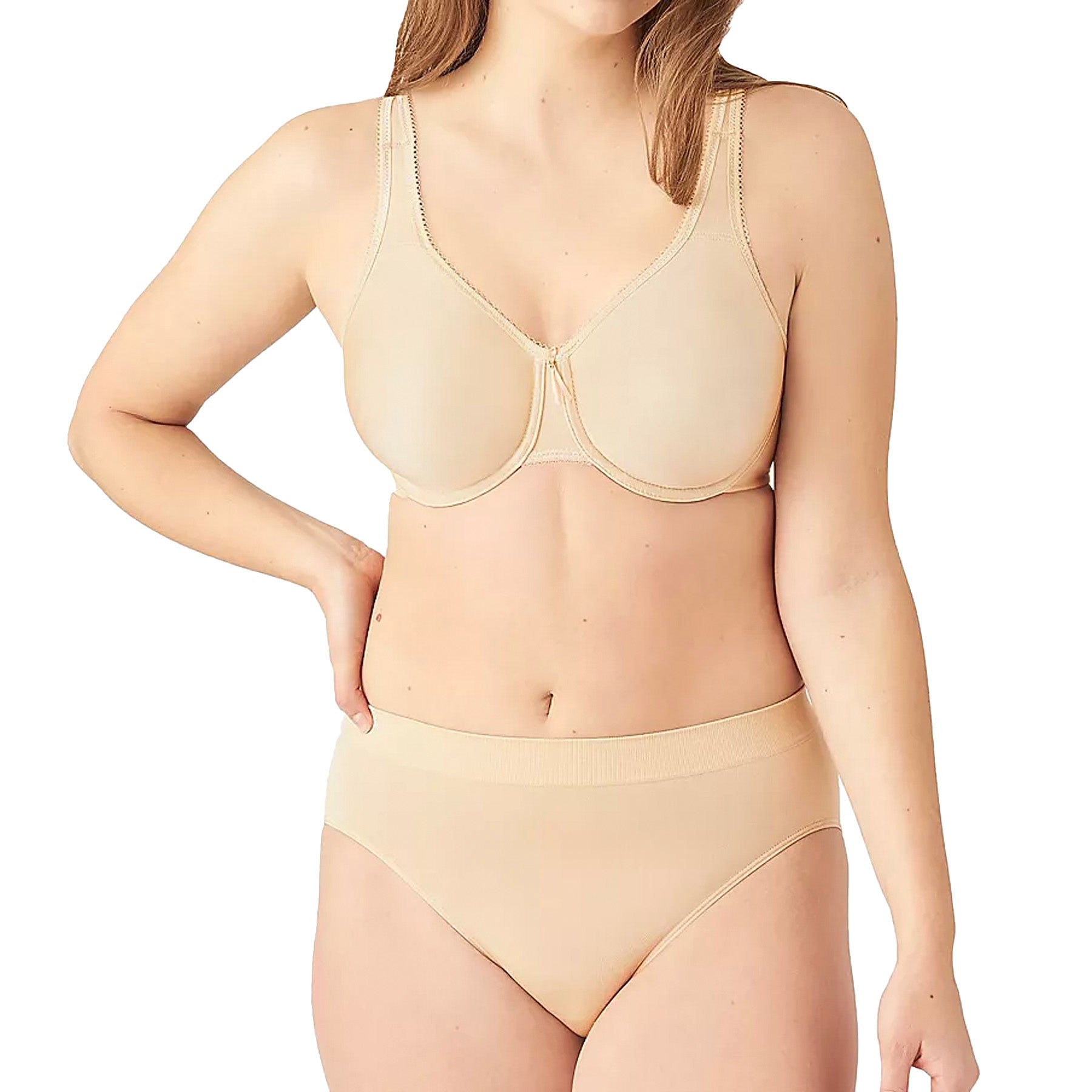 Wacoal Basic Beauty Full Figure Seamless Underwire Bra 855192 Natural Nude Set
