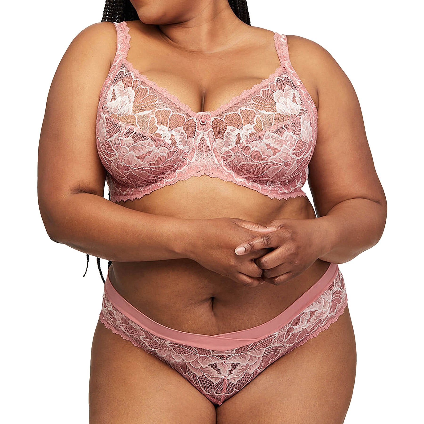 Montelle Blushing Muse Full Cup Lace Bra 9475 Rose Clay Blush Set