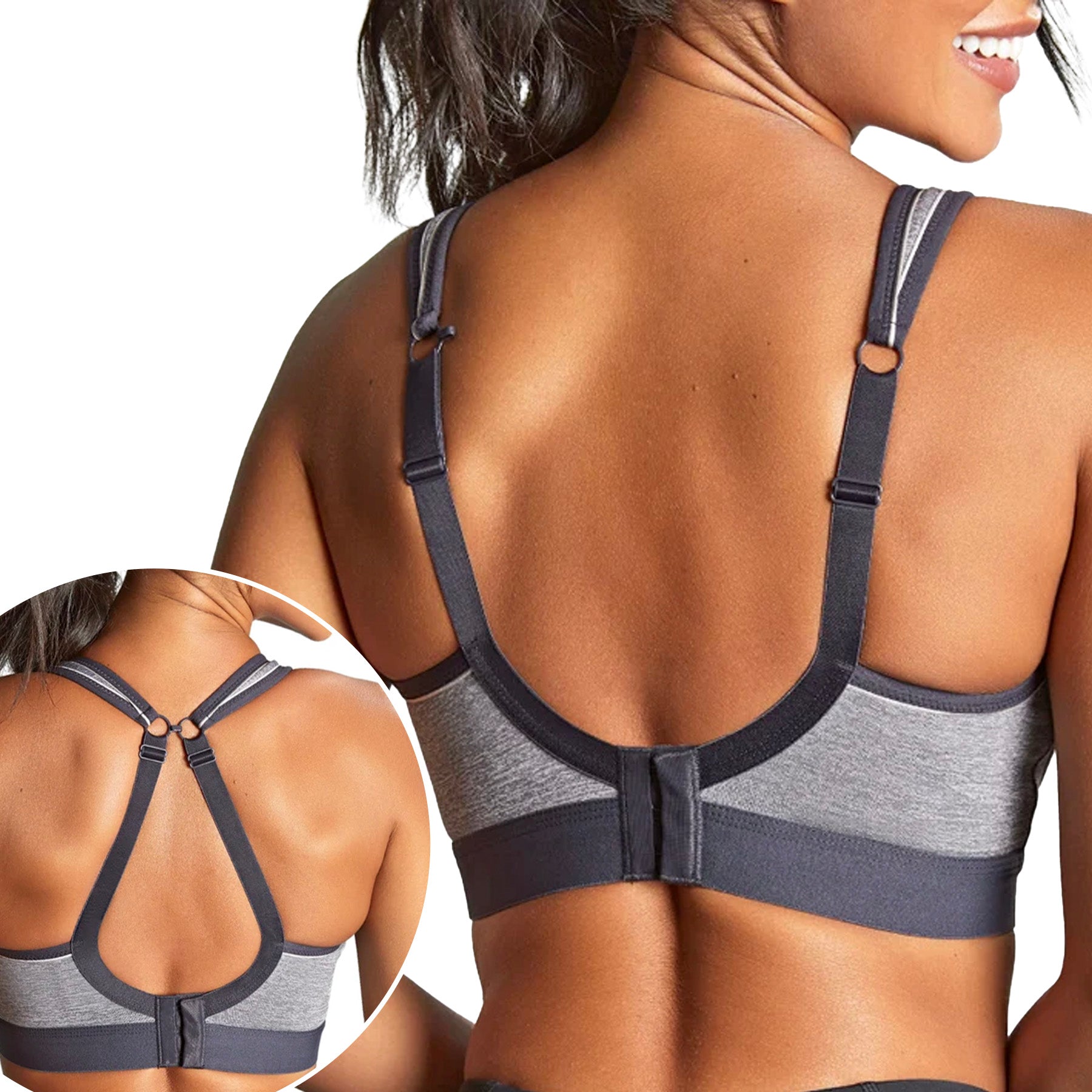 Panache Boundless Non Wired Sports Bra 7341B Charcoal Marl Back