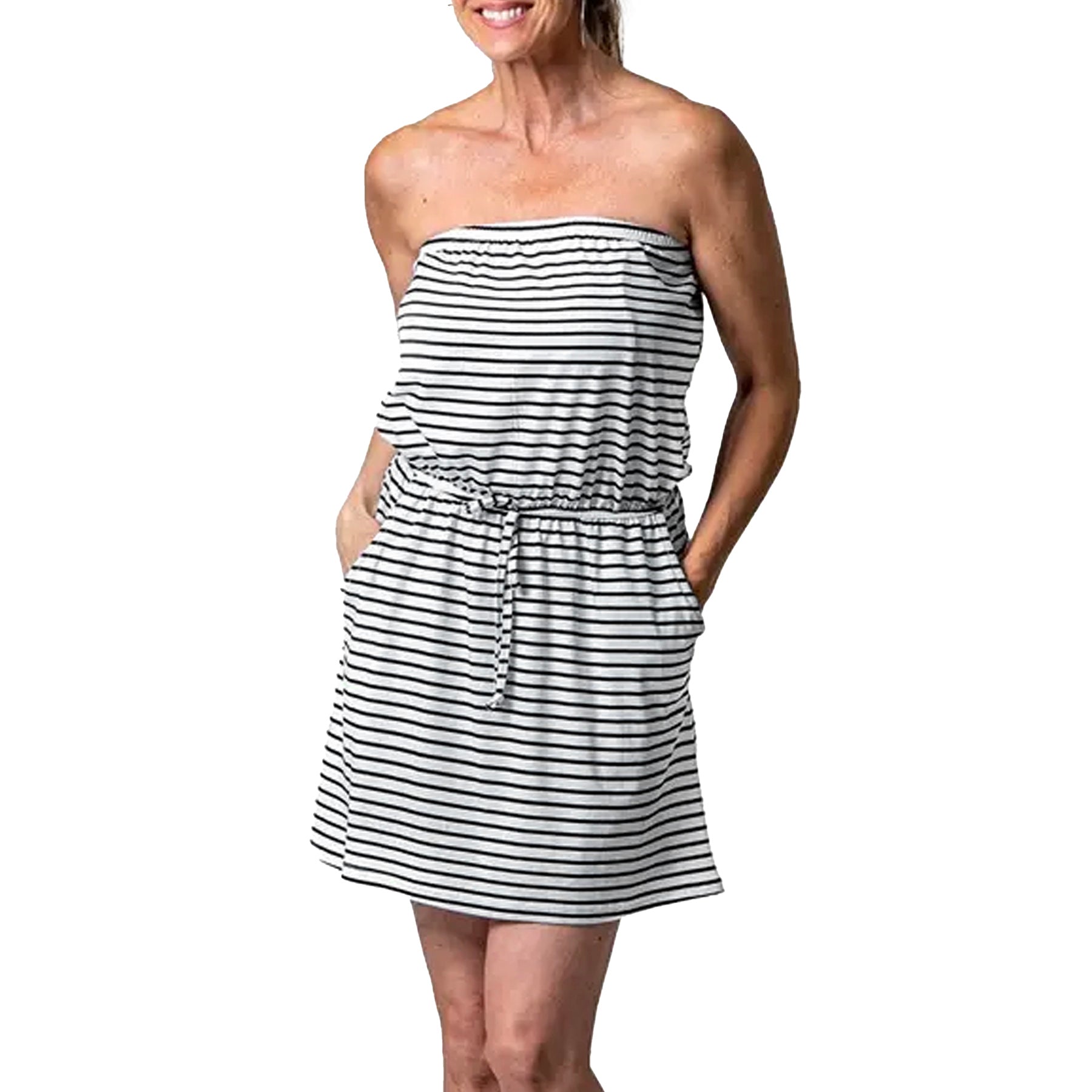 Cover Me Strapless Striped Tunic 25056017 - Black/White