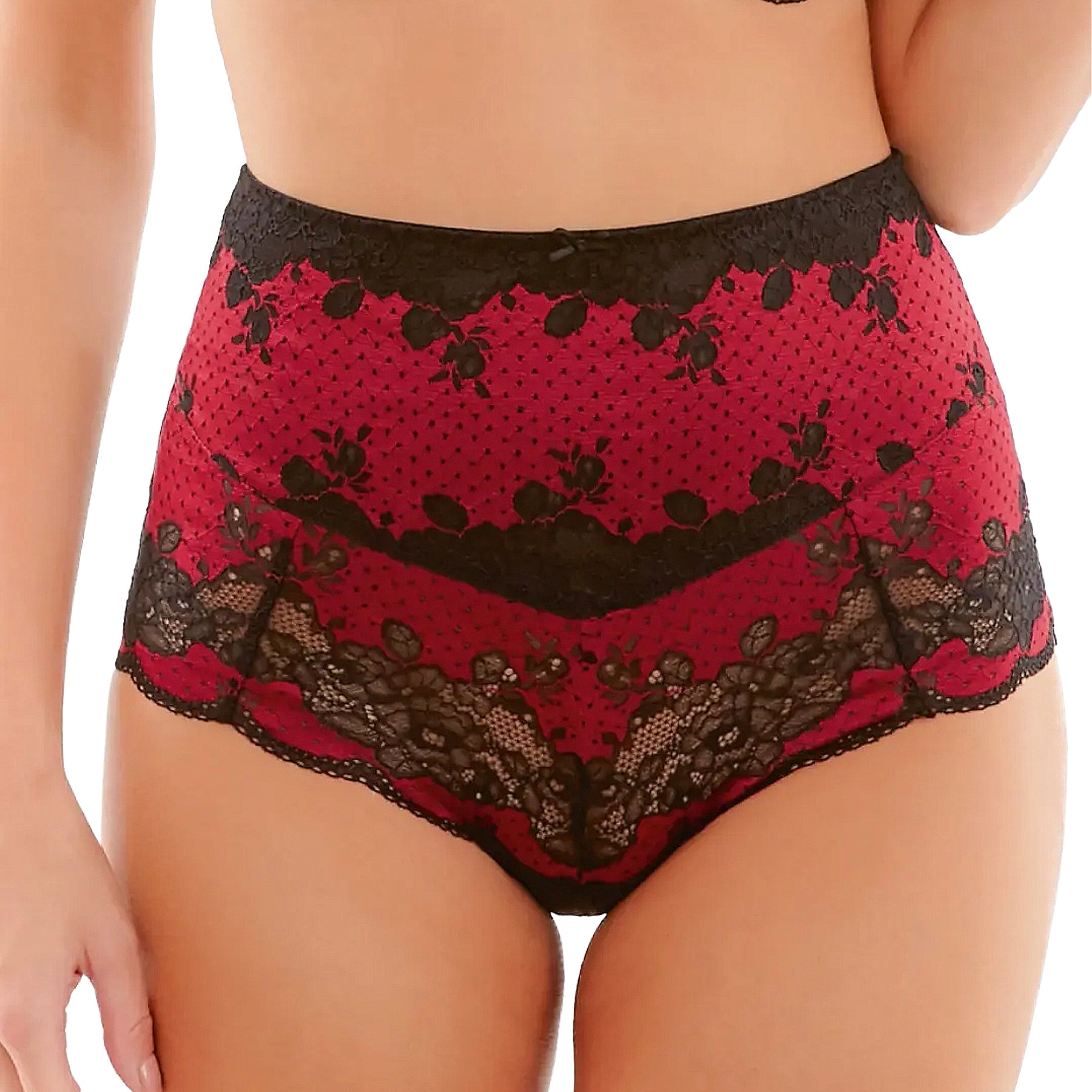Panache Clara High Waist Brief 7254 Noir Ruby Front
