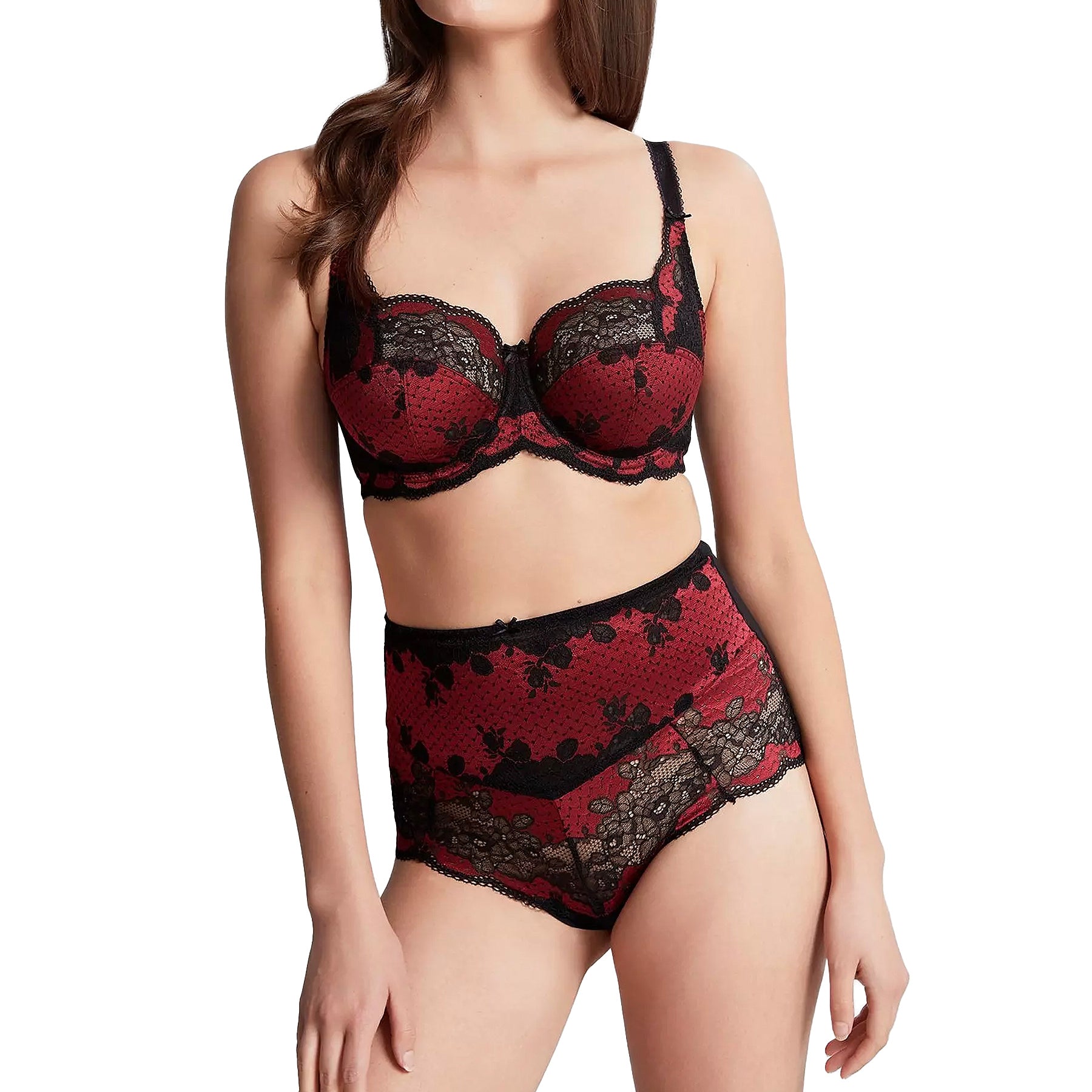Panache Clara High Waist Brief 7254 Noir Ruby Set