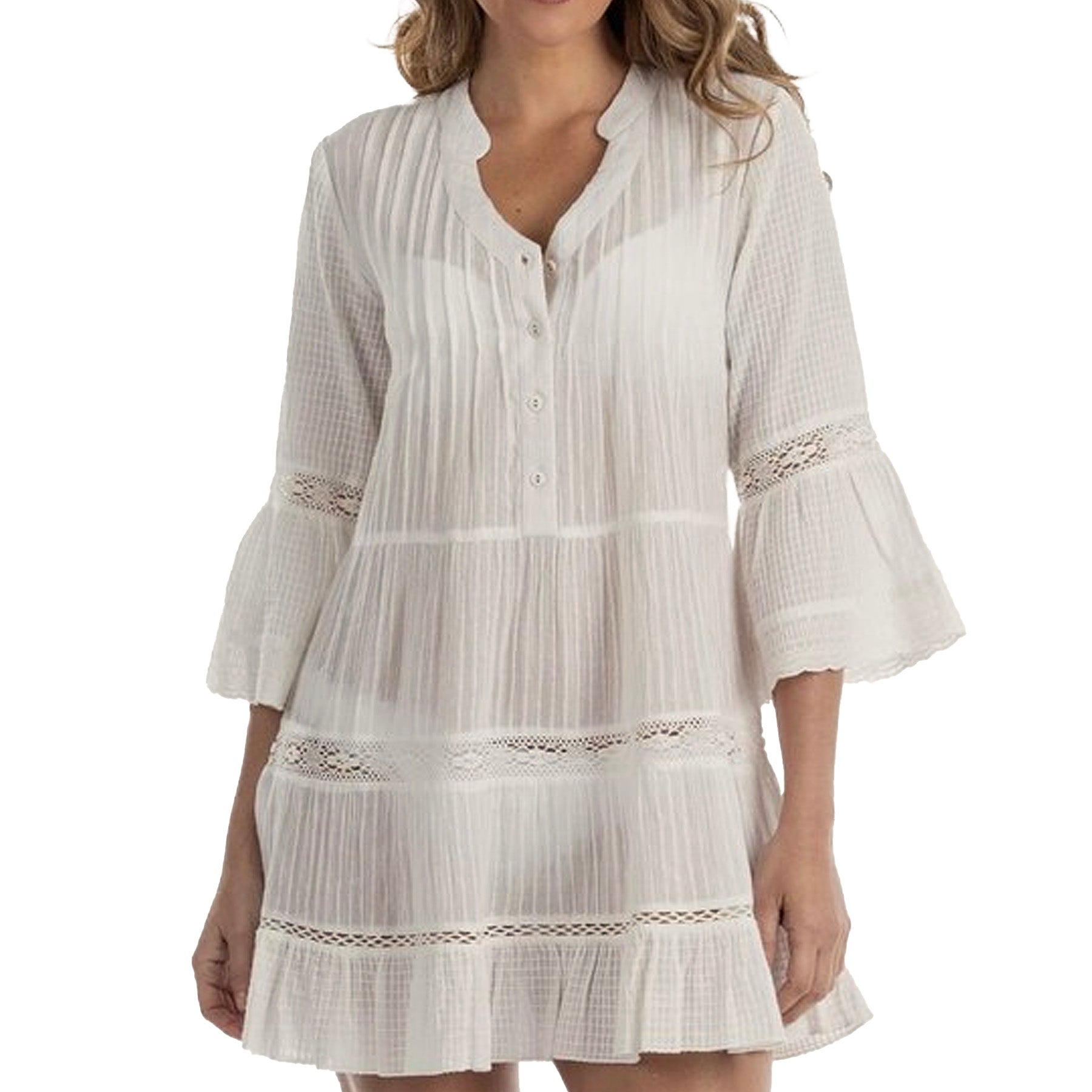Dotti Bermuda Dobby Crochet Trim Dress 85178 Cream Front