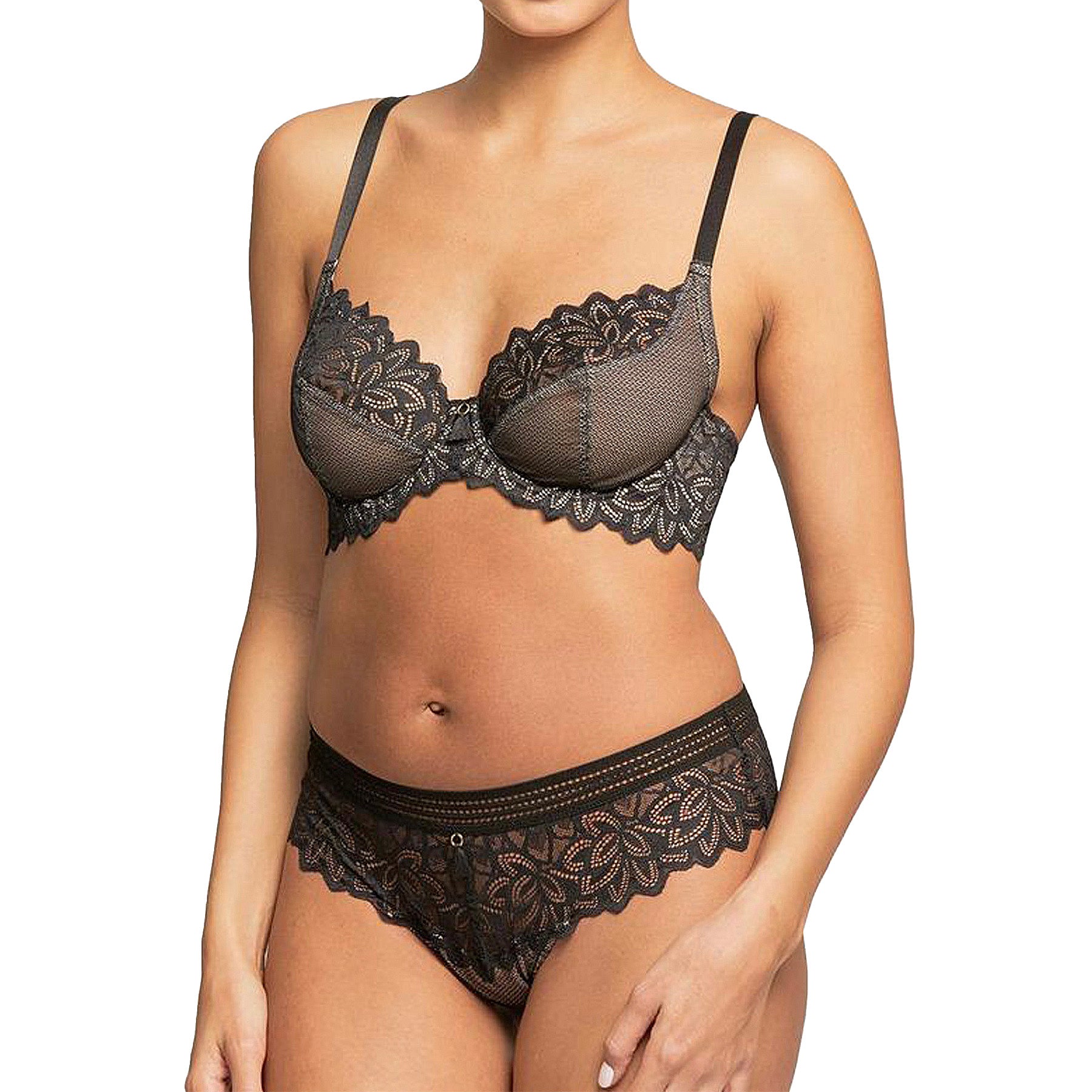 Montelle Divine Lace Underwire Full Cup Bra 9412 Black Nude Set