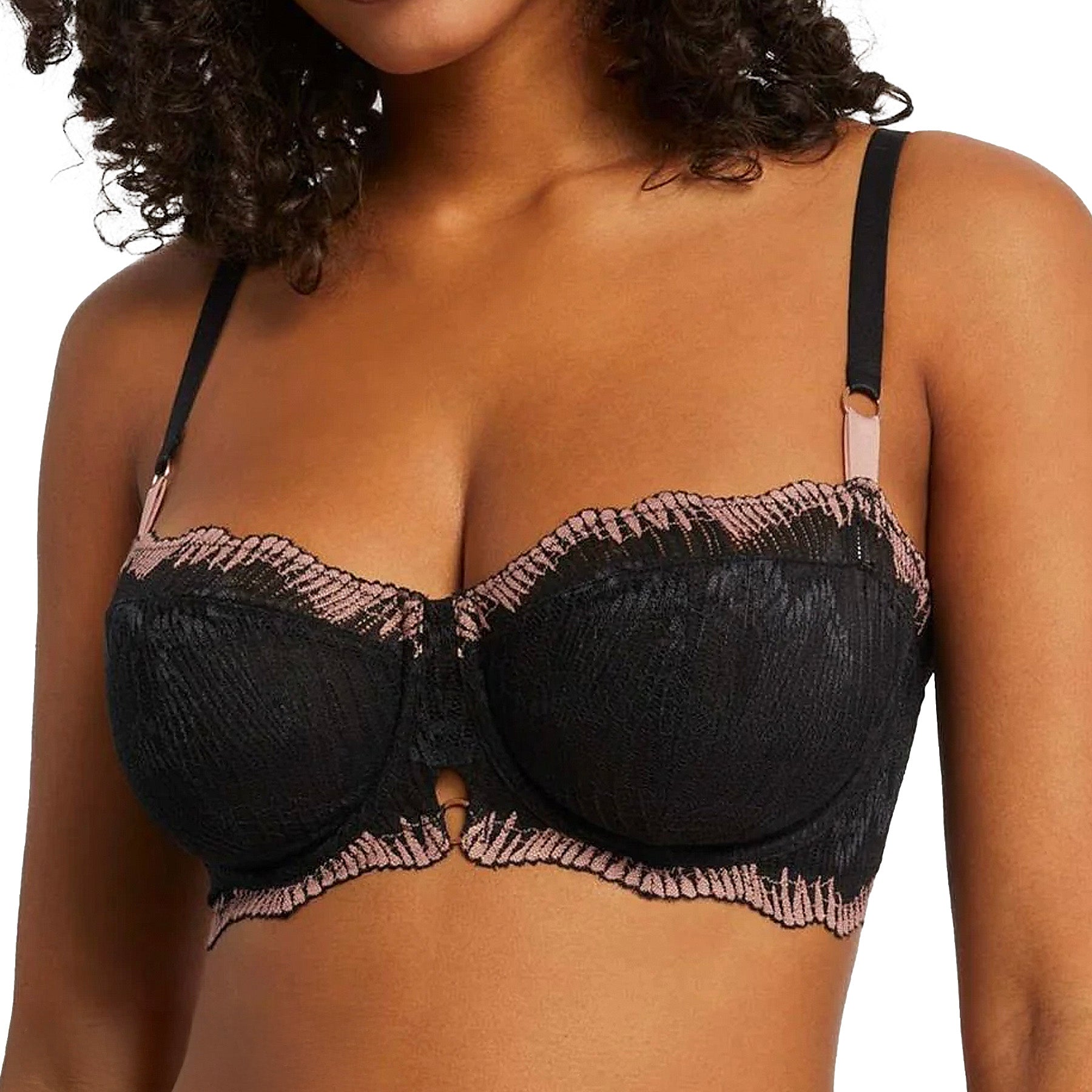 Montelle Dolce Vita Keyhole Balconette Bra 9558 Black Bloom Front