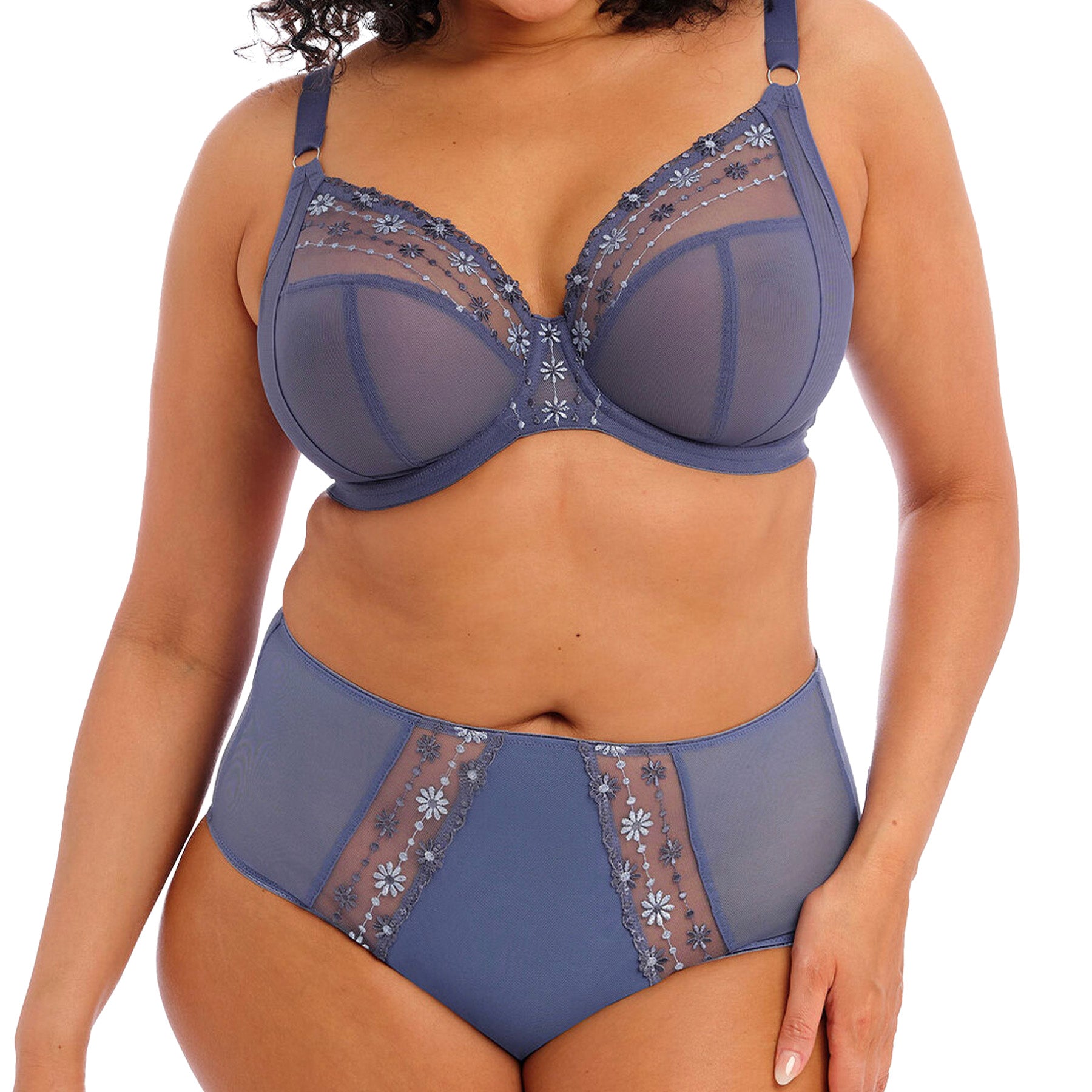 Elomi Matilda UW Plunge Bra EL8900 Denim Daisy Set