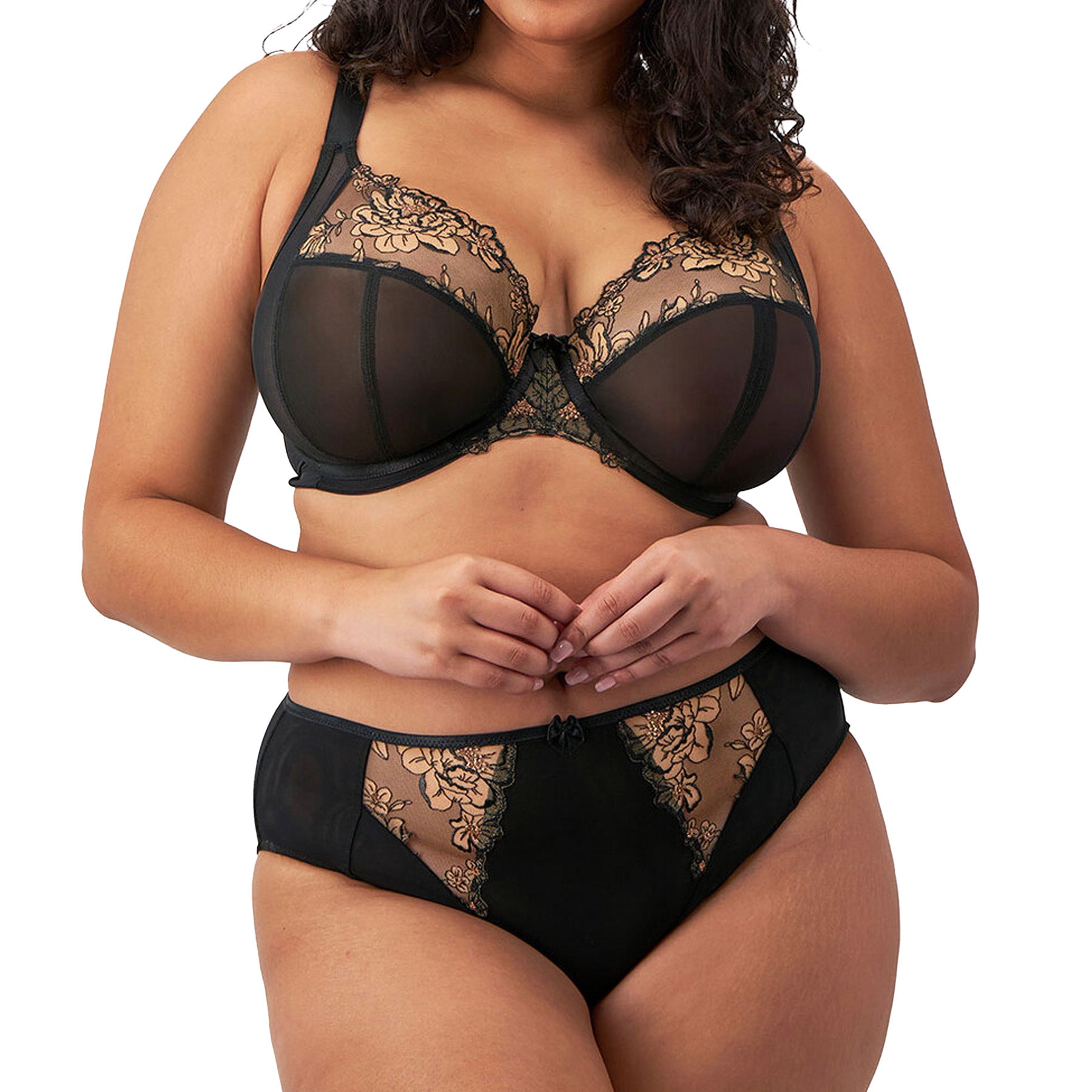 Elomi Teagan High Leg Brief EL302653 Black/Almond Set