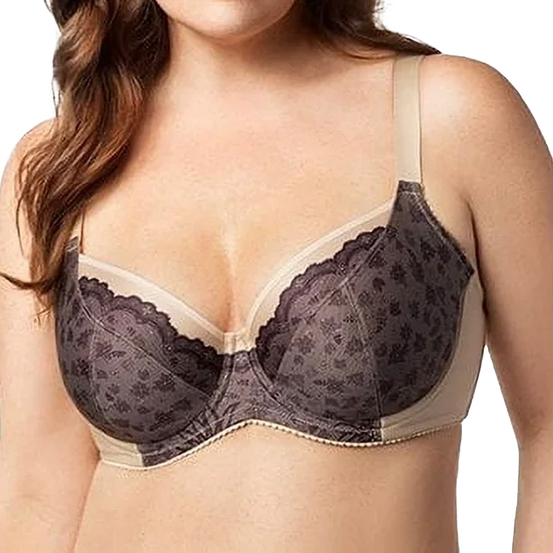 Elila Balcony Underwire Bra 2517 Black Lace/Nude Front
