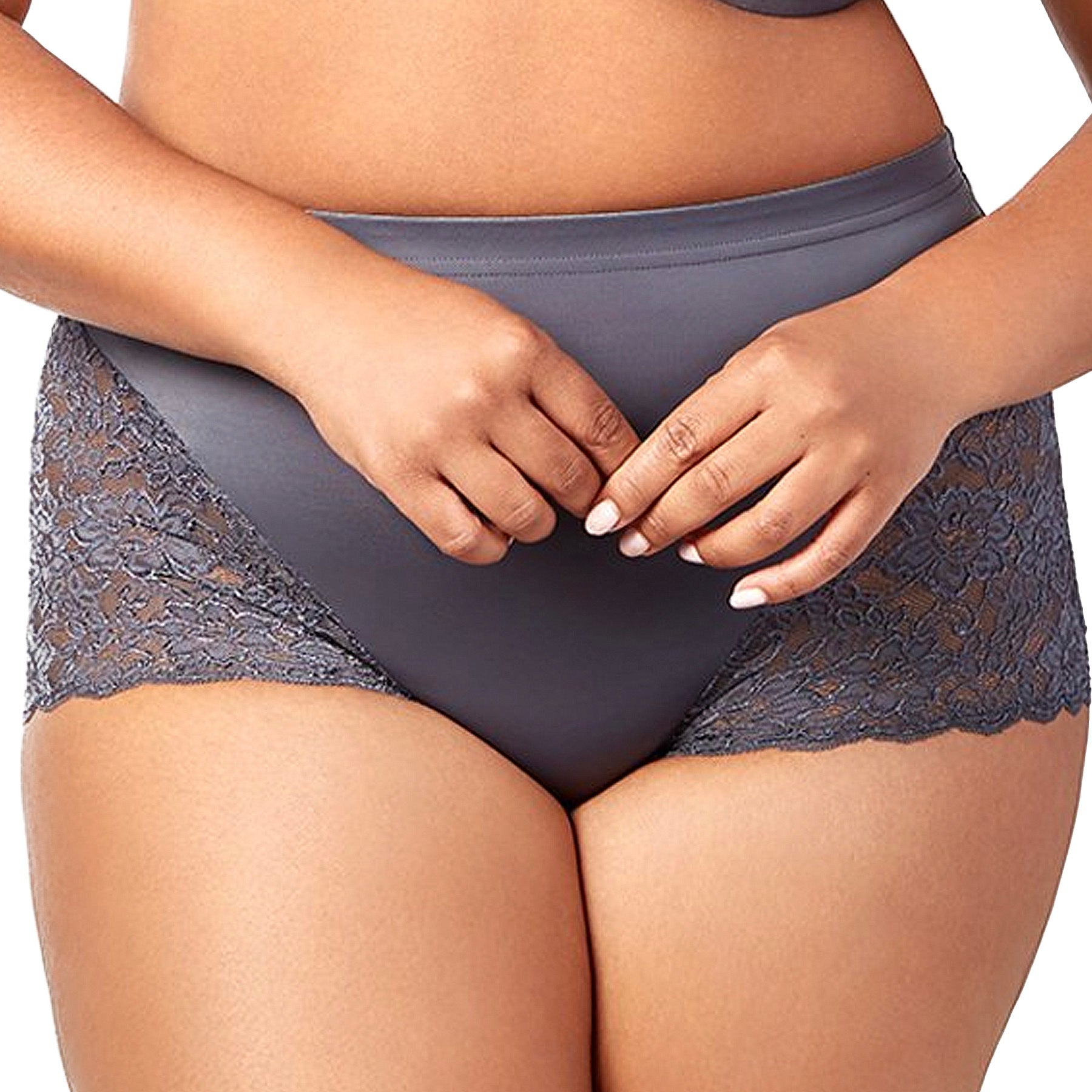 Elila Cheeky Stretch Lace Panty 3311 Steel Grey Front