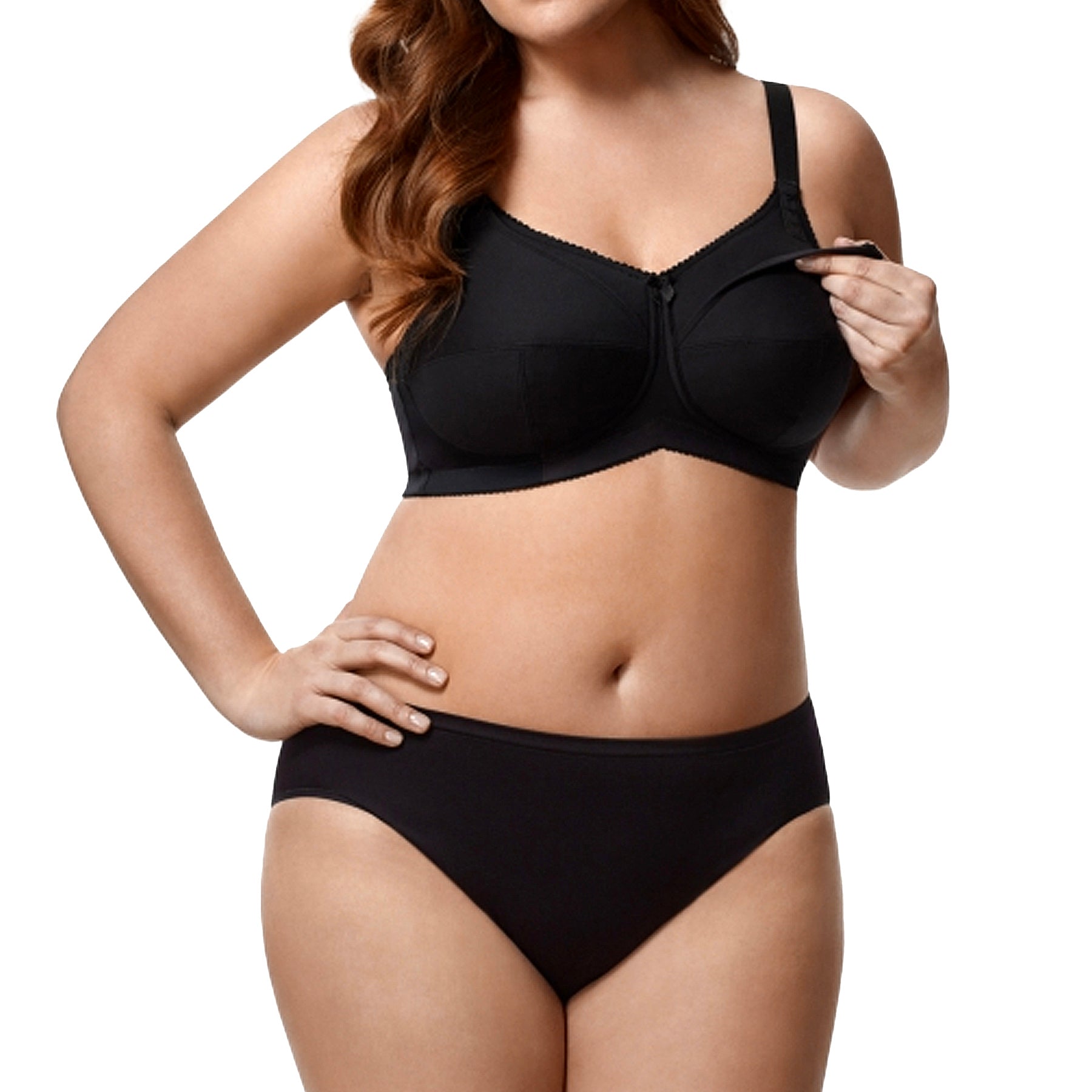 Elila Cotton Soft Cup Nursing Bra 1613 Black Set