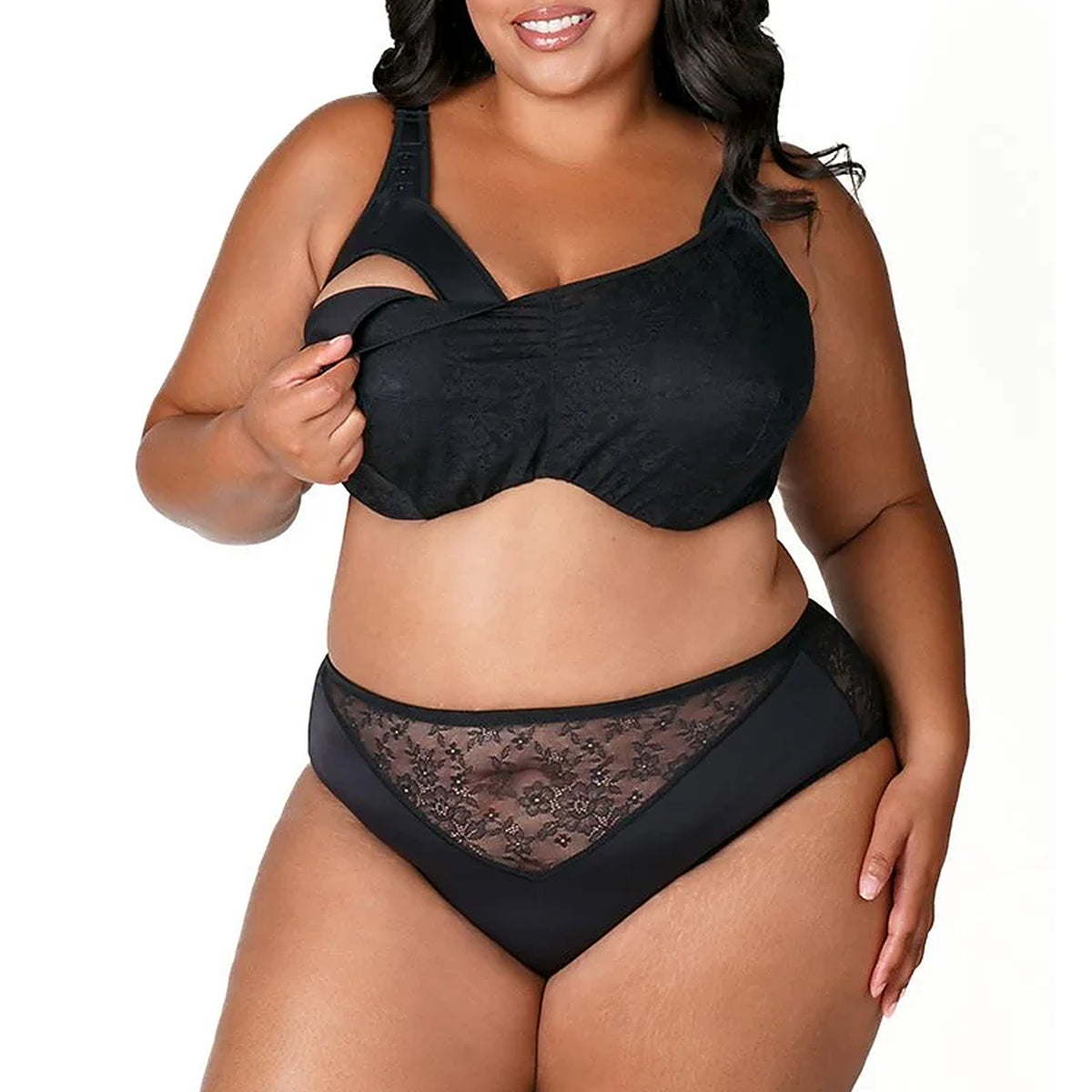 Elila Curvy Chic Nursing Cami Underwire Bra 2022 Black Set