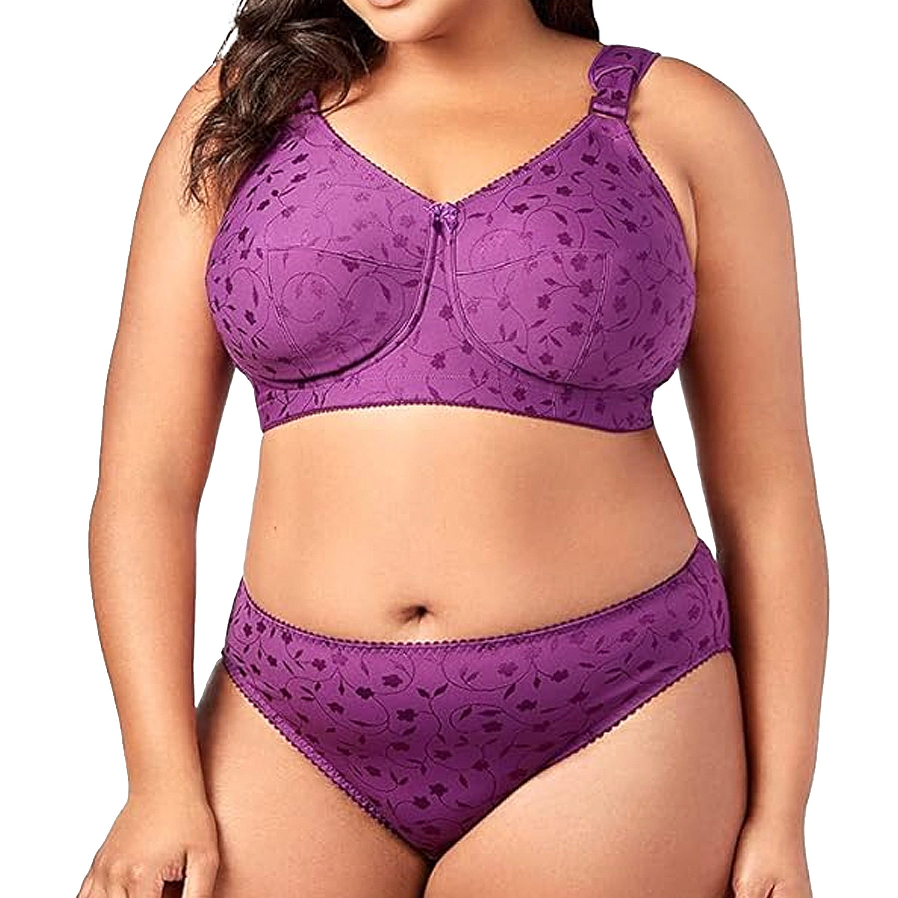 Elila Jacquard Soft Cup Bra 1305 Aubergine Set