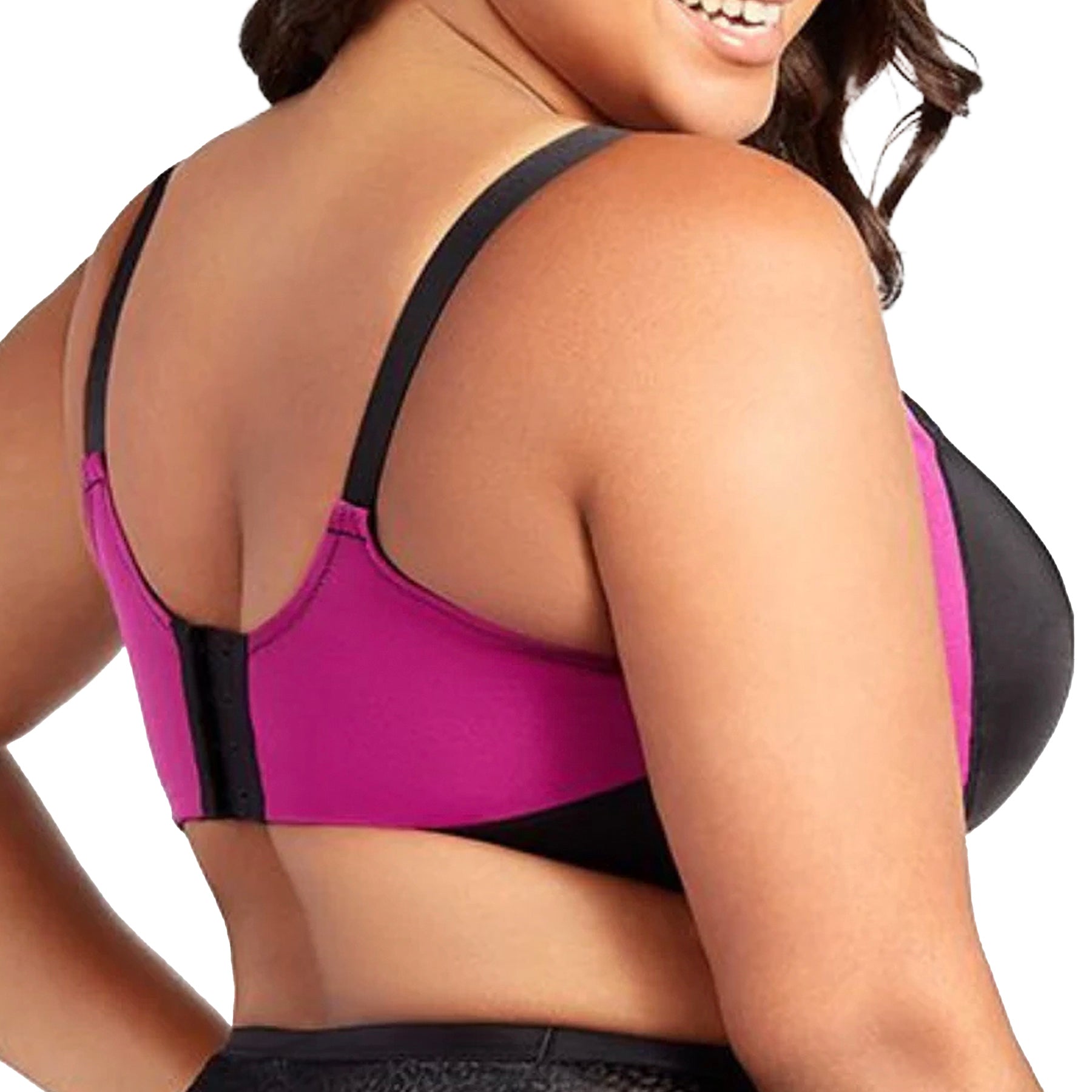 Elila Microfiber Underwire Sports Bra 2511 Black/Fuchsia Back