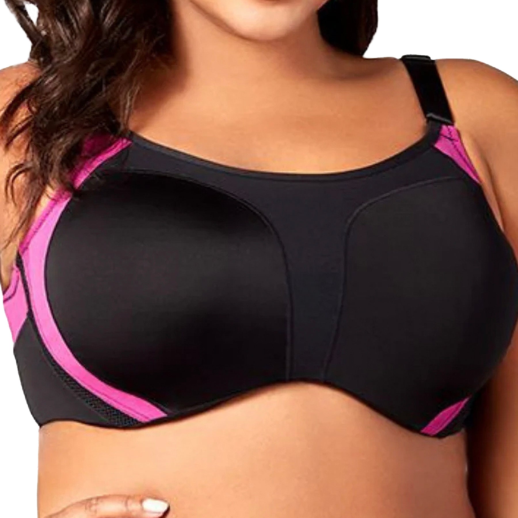 Elila Microfiber Underwire Sports Bra 2511 Black/Fuchsia Front
