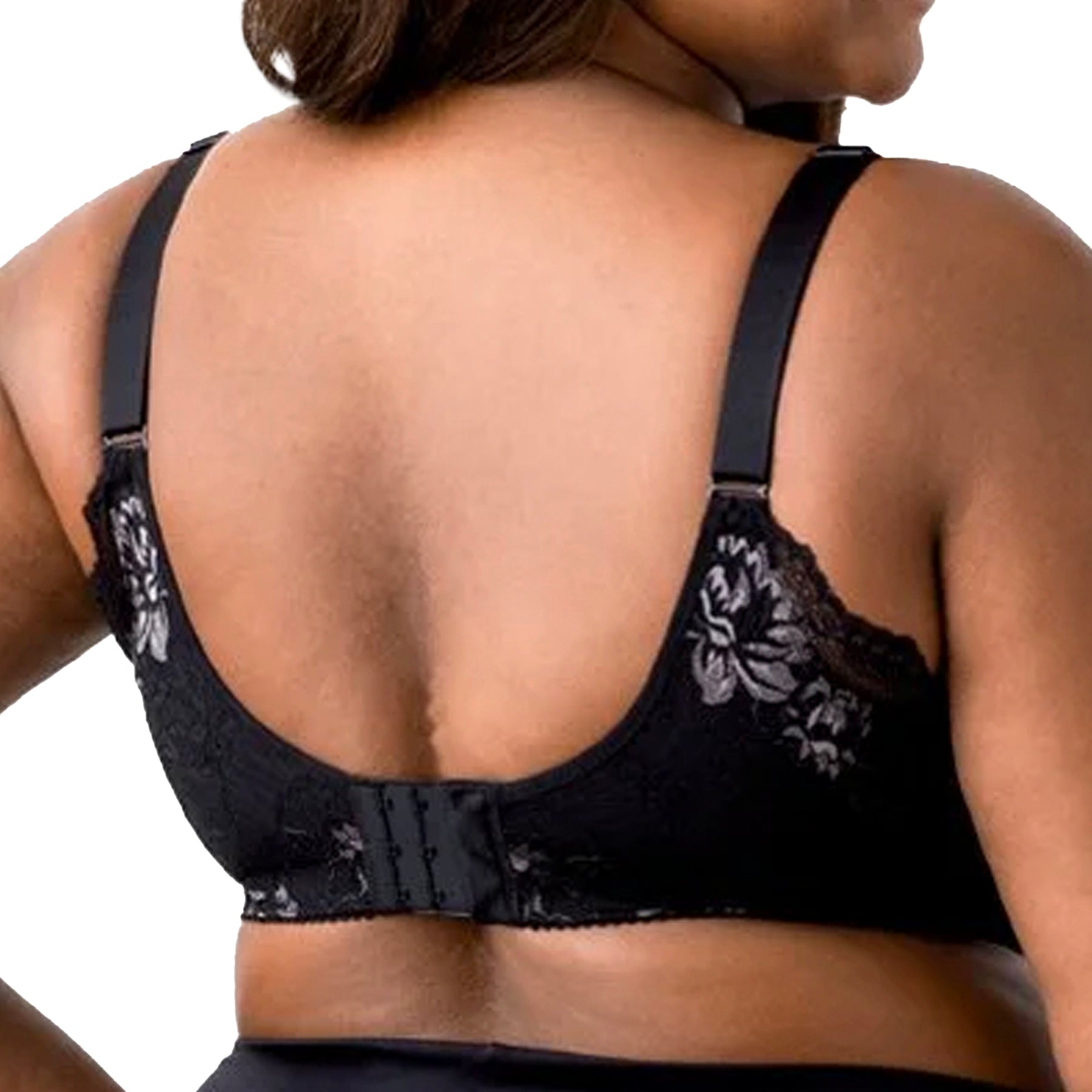 Elila Microfiber & Lace Molded Softcup Wireless Bra 1903 Black Back