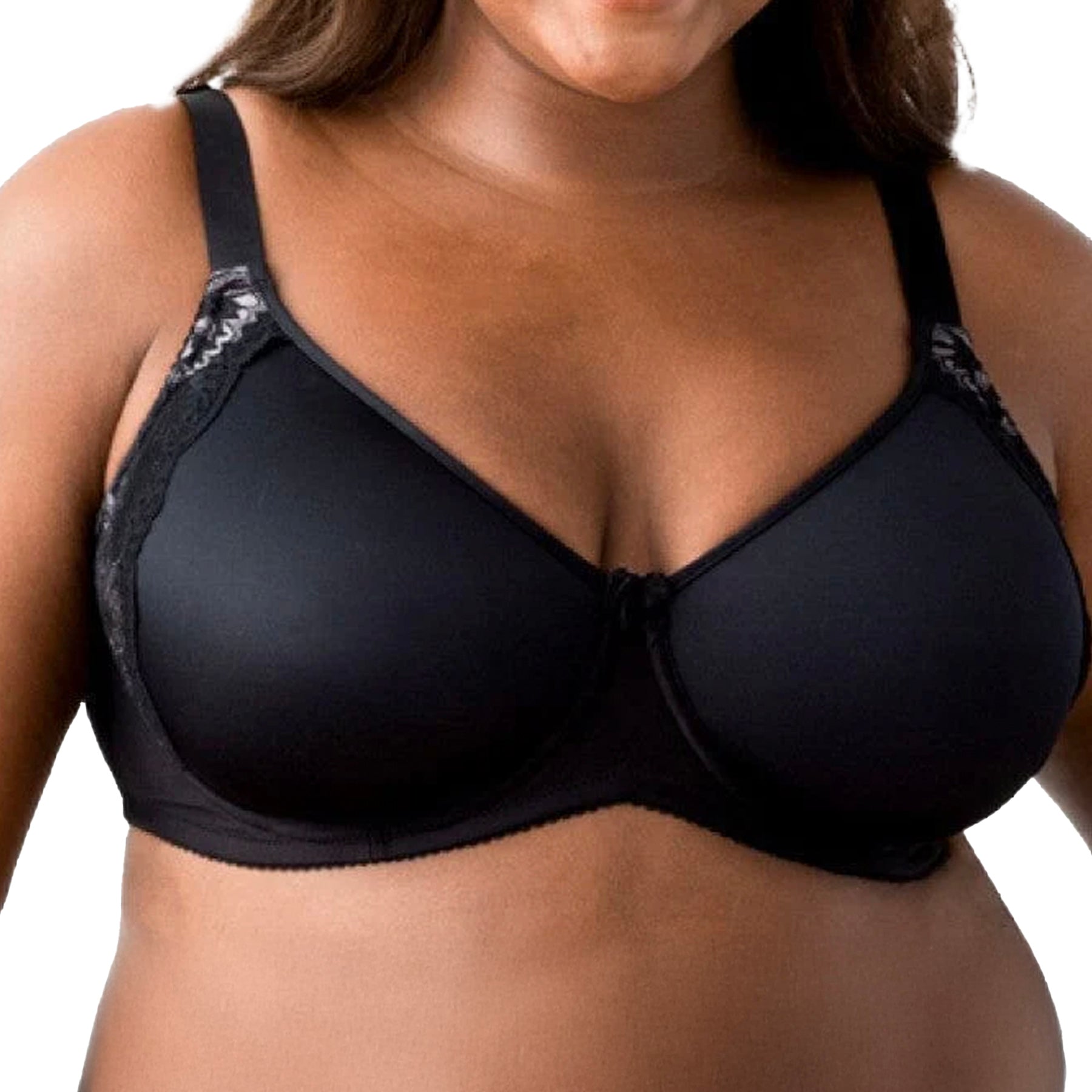 Elila Microfiber & Lace Molded Softcup Wireless Bra 1903 Black Front