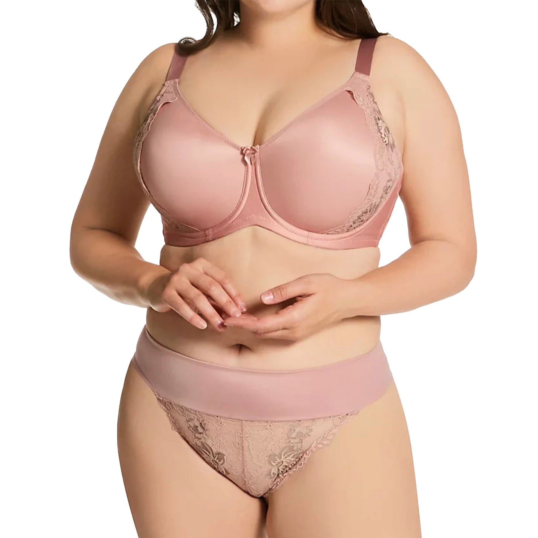 Elila Microfiber & Lace Molded Underwire Bra 2911 Dusty Rose Set