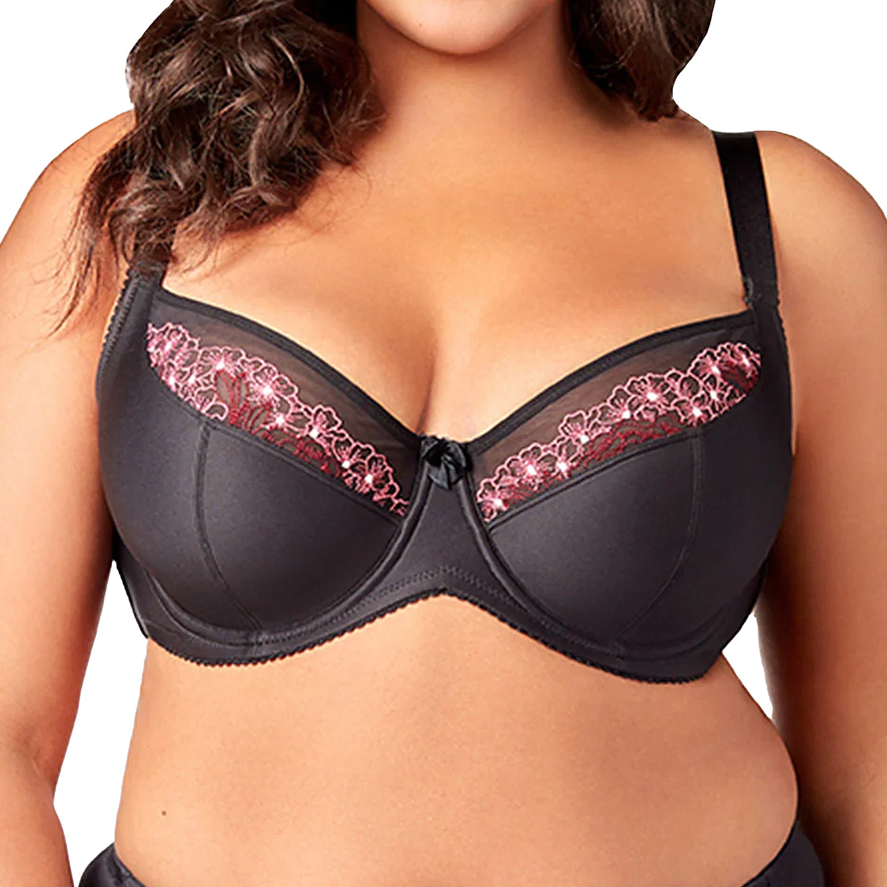 Elila Swiss Embroidery Balcony Underwire Bra 2918 Black Front