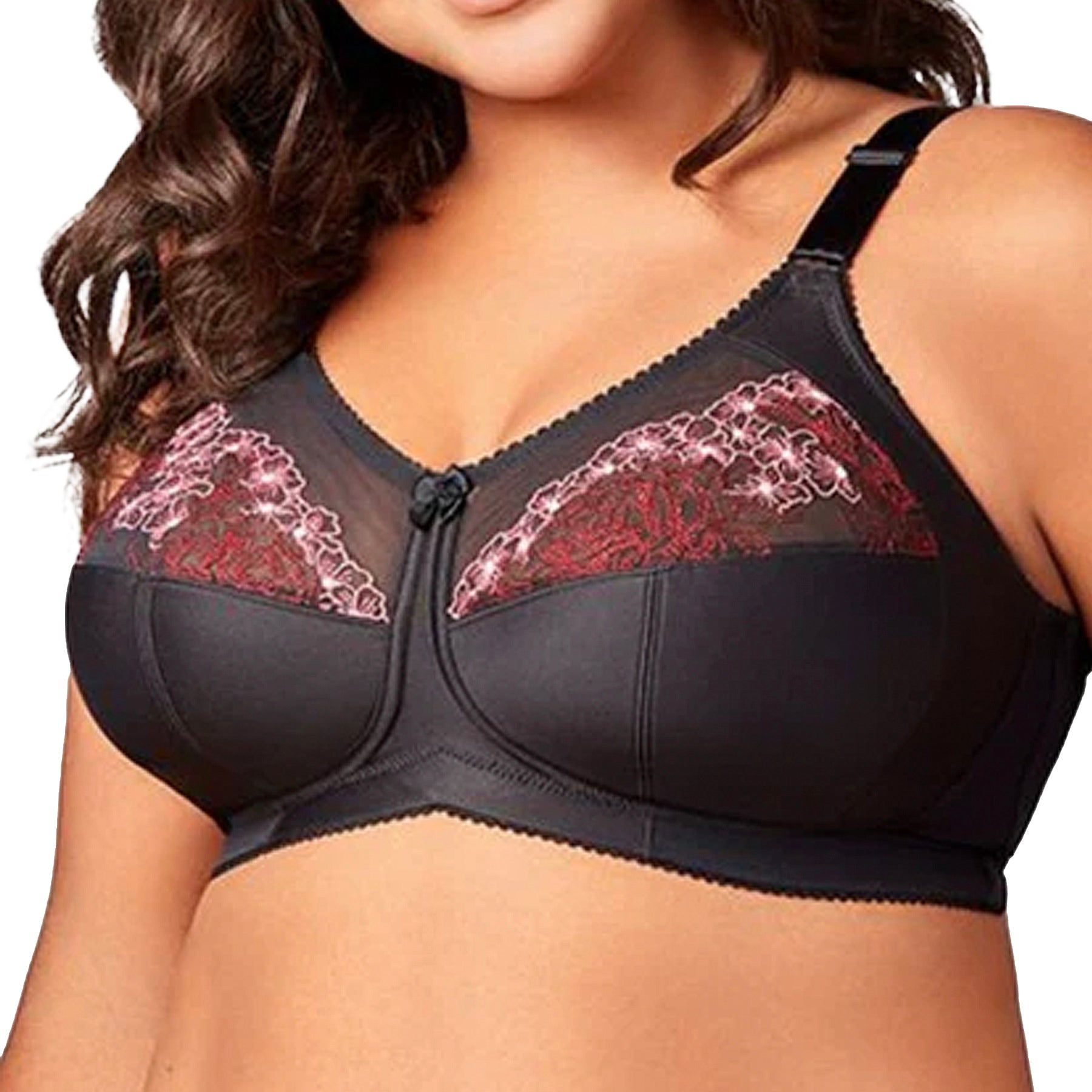 Elila Swiss Embroidery Soft Cup Bra 1801 Black Front