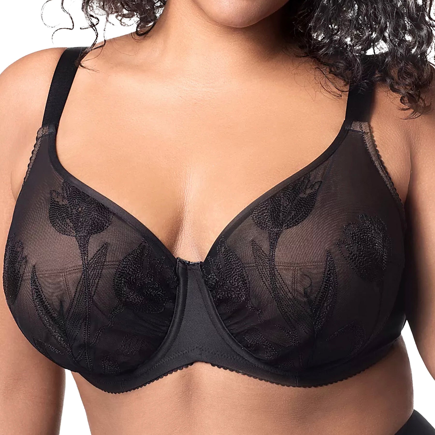 Elila Tulip Embroidered Underwire Bra 2801 Black Front