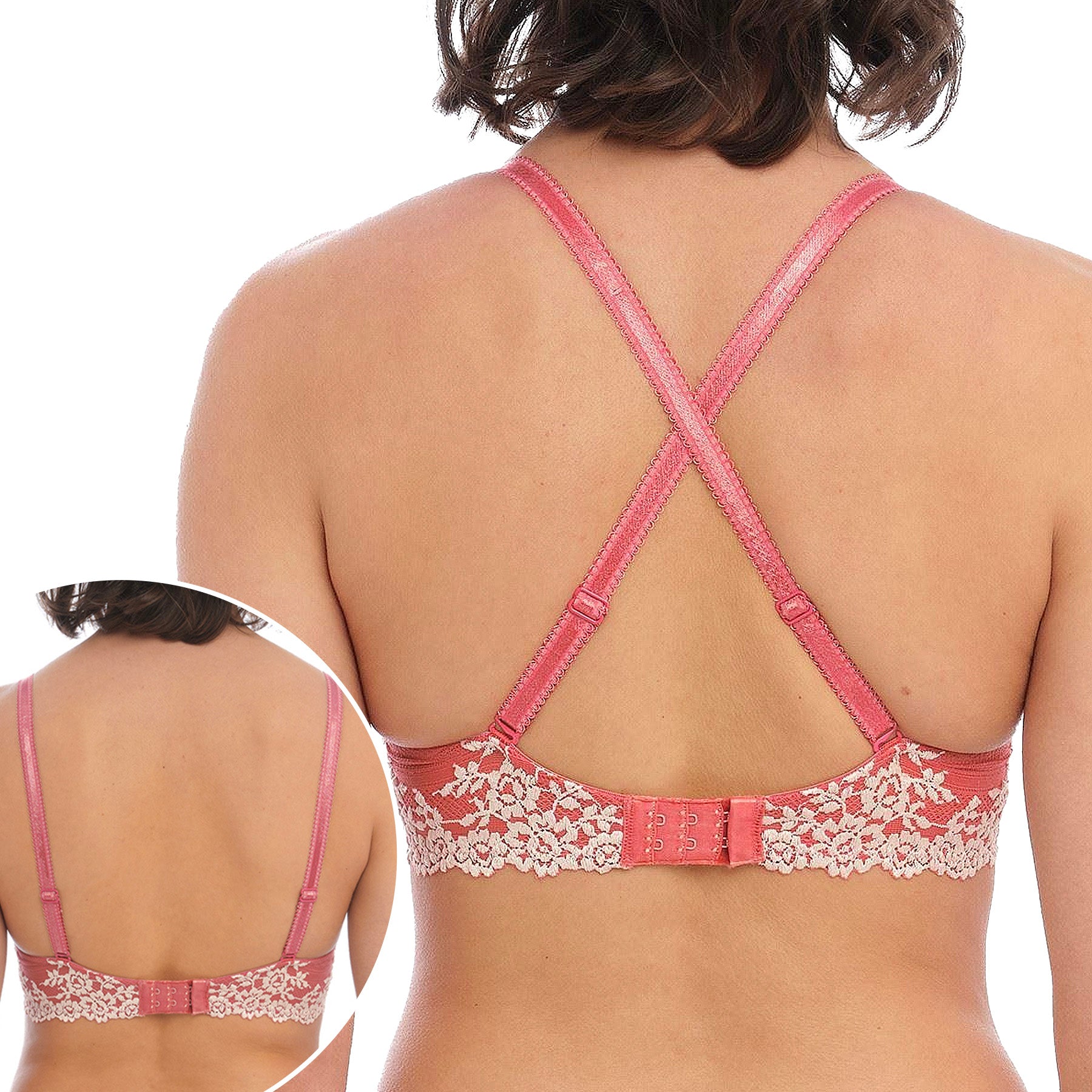 Wacoal Embrace Lace Plunge Contour Bra 853291 Faded Rose Back