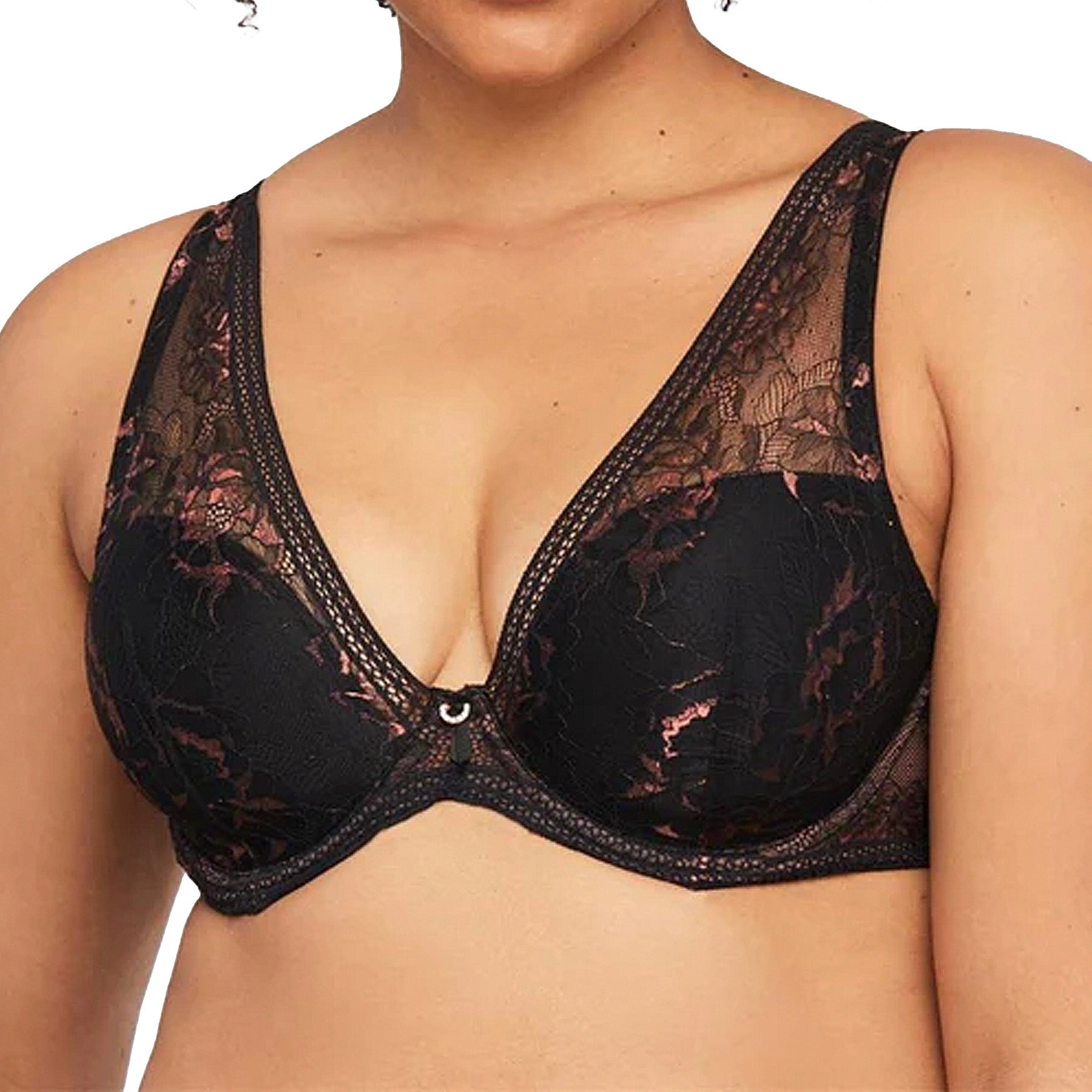 Montelle Enchanted Mystique Plunge Bra 9490 Black/Pecan Front