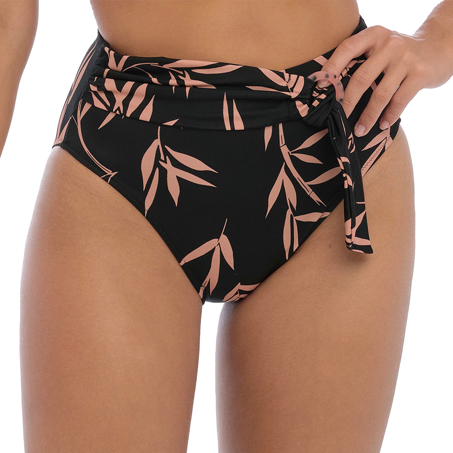 Fantasie Luna Bay High Waist Bikini Brief FS502478 Lacquered Black Front