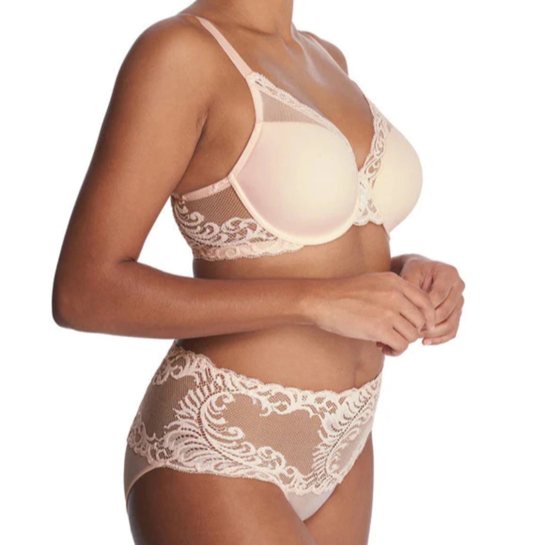 Feathers Full Figure Contour Underwire Bra 741299 - Seashell