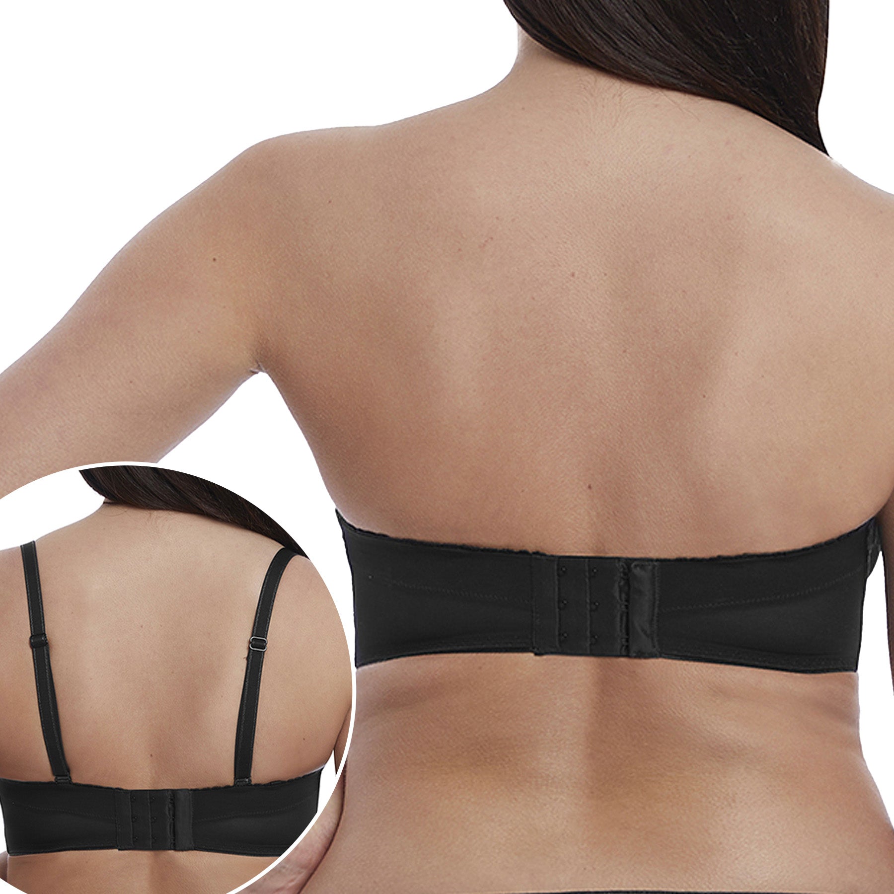 Freya Cameo Deco Strapless Moulded Bra AA3163 Black Back