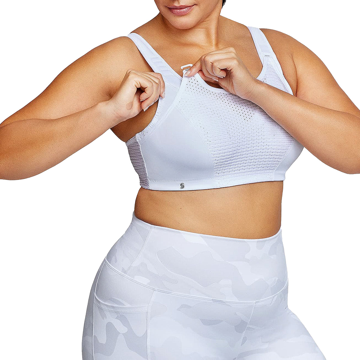 Glamorise Double Layer Custom Control High Impact Sports Bra 1166 White Set