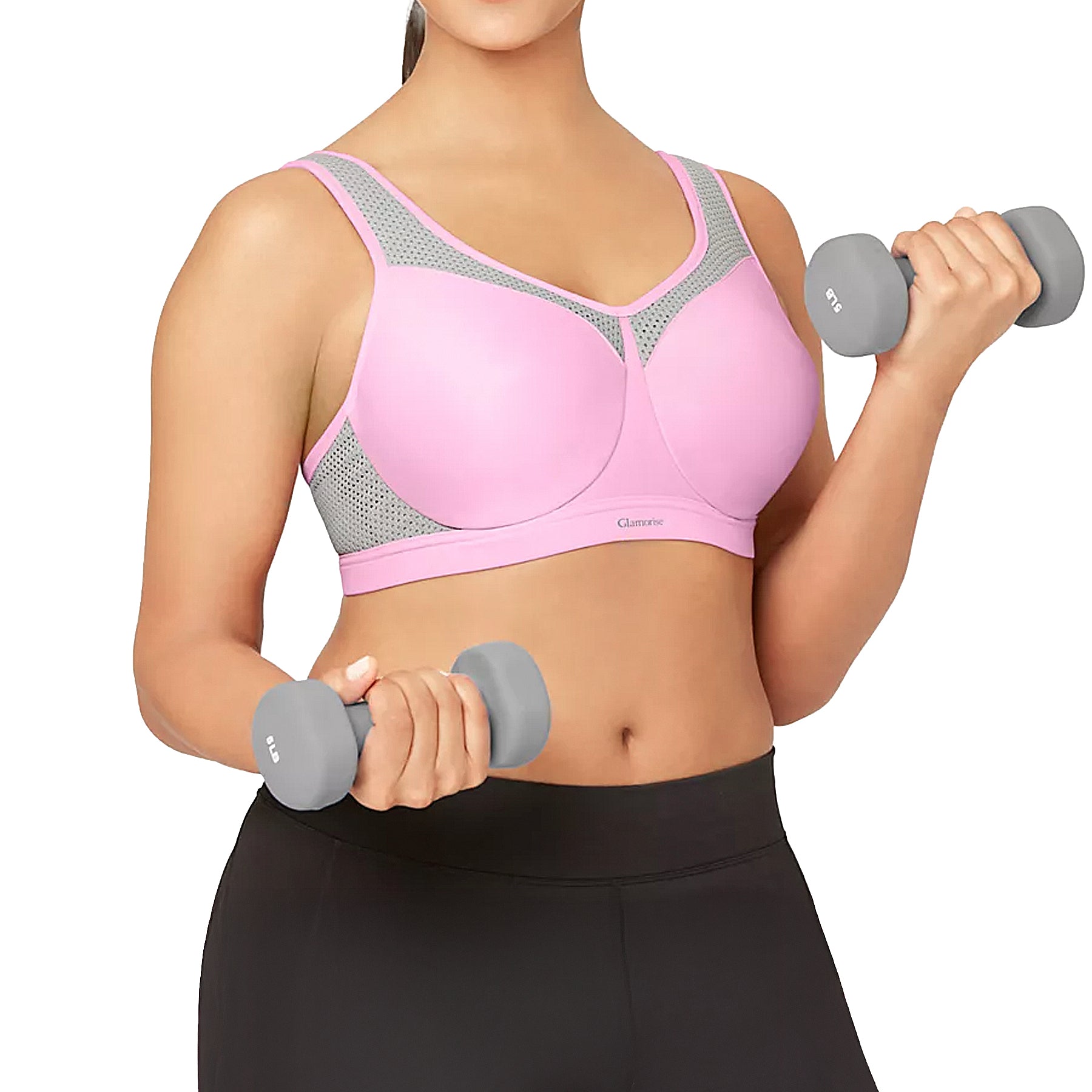 Glamorise High Impact Underwire Sports Bra 9066 Pink Grey Set