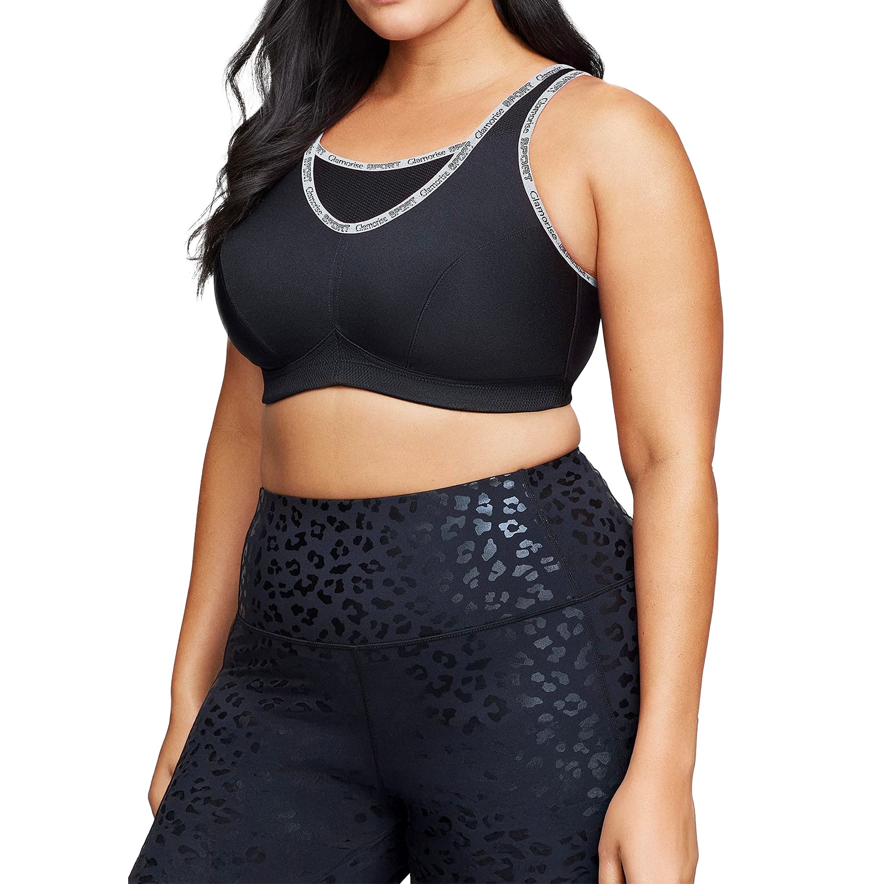 Glamorise No‑Bounce Cami Sports Bra 1066 Black Grey Set