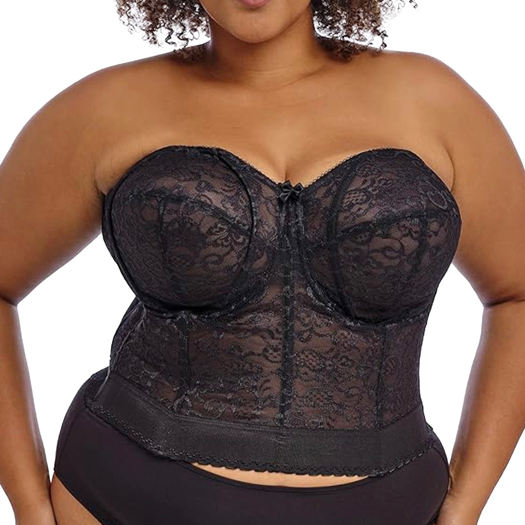 Goddess Lace Longline Bra GD0689 Black Front
