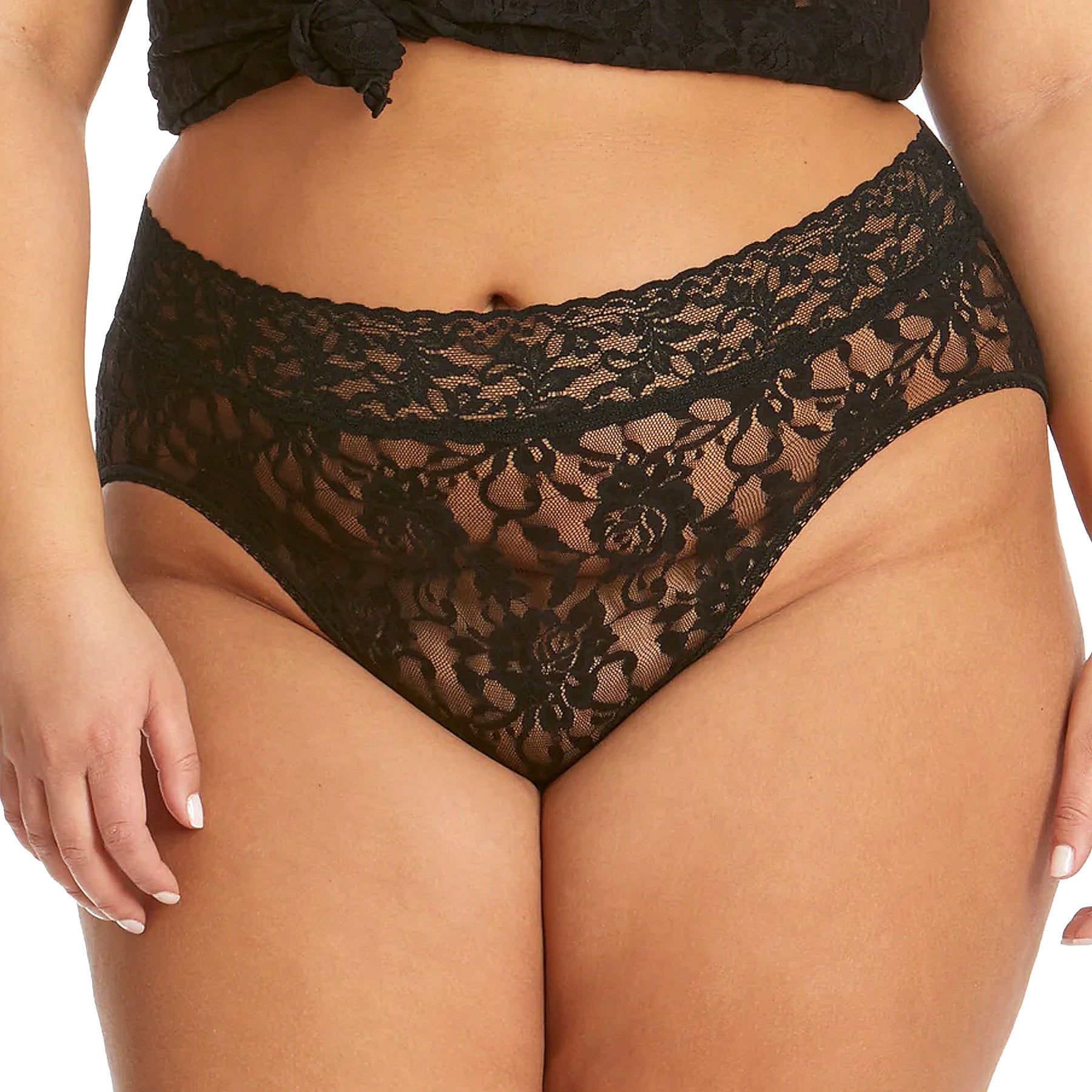 Hanky Panky Plus Size Signature Lace French Brief 461X Black Front