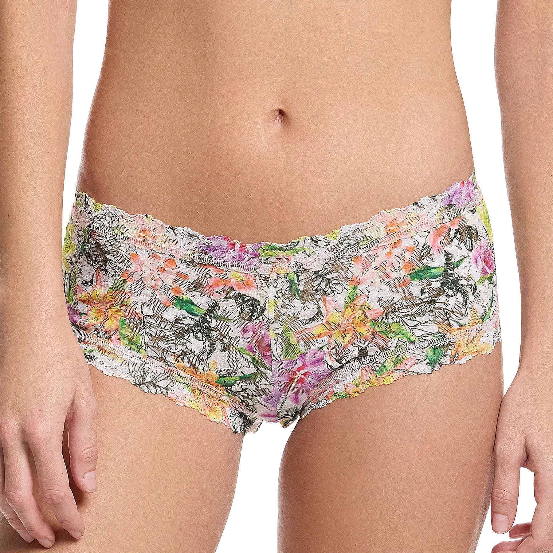 Hanky Panky Printed Signature Lace Boyshort PR4812P (Rolled) Botany Front