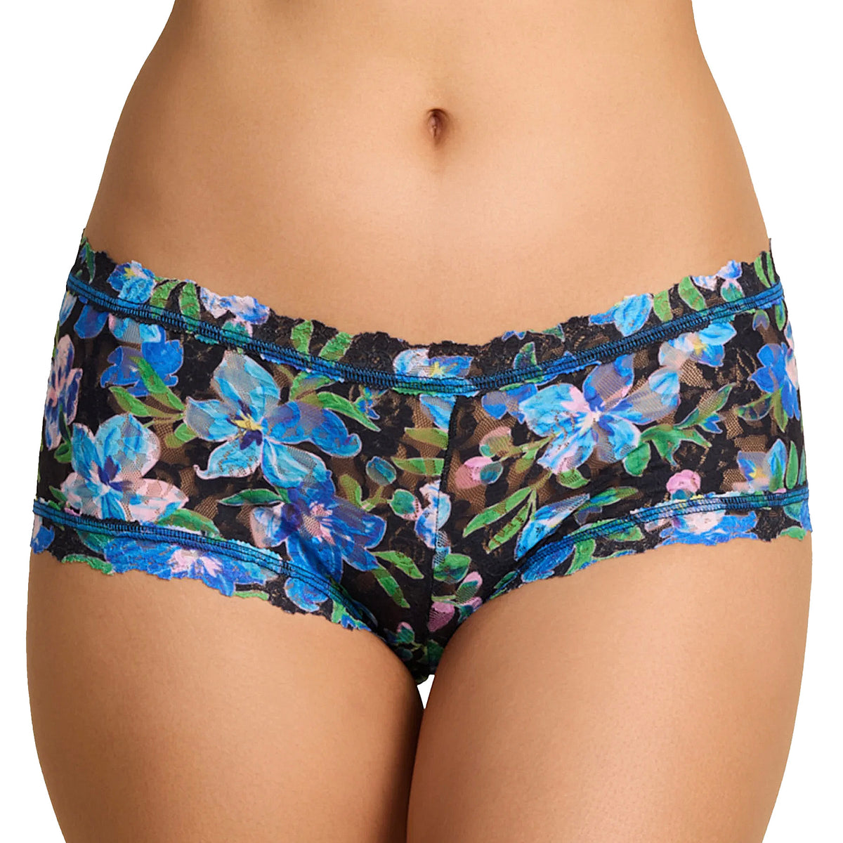 Hanky Panky Printed Signature Lace Boyshort PR4812 Ocean Blooms Front