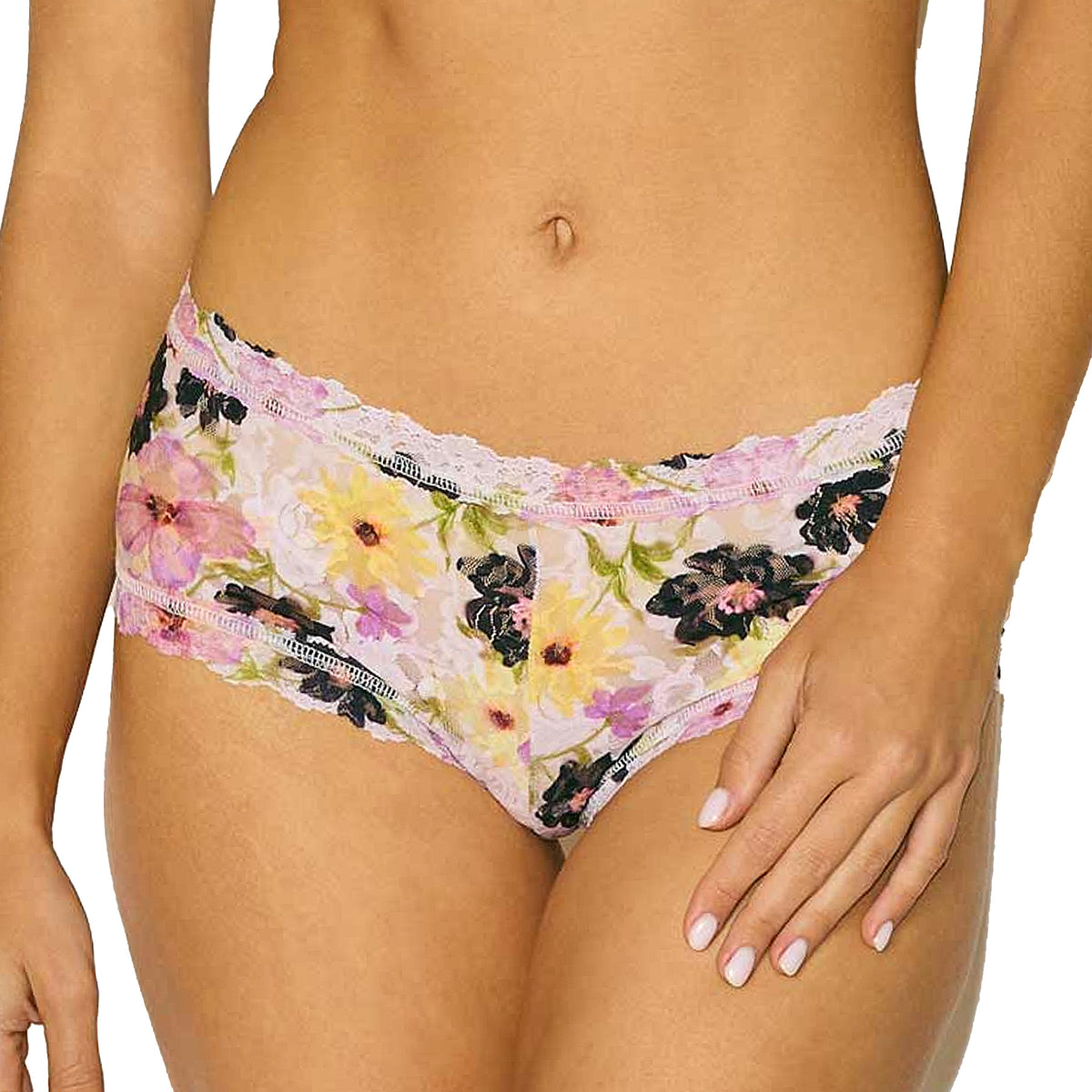 Hanky Panky Printed Signature Lace Boyshort PR4812P Rolled Pressed Pink front