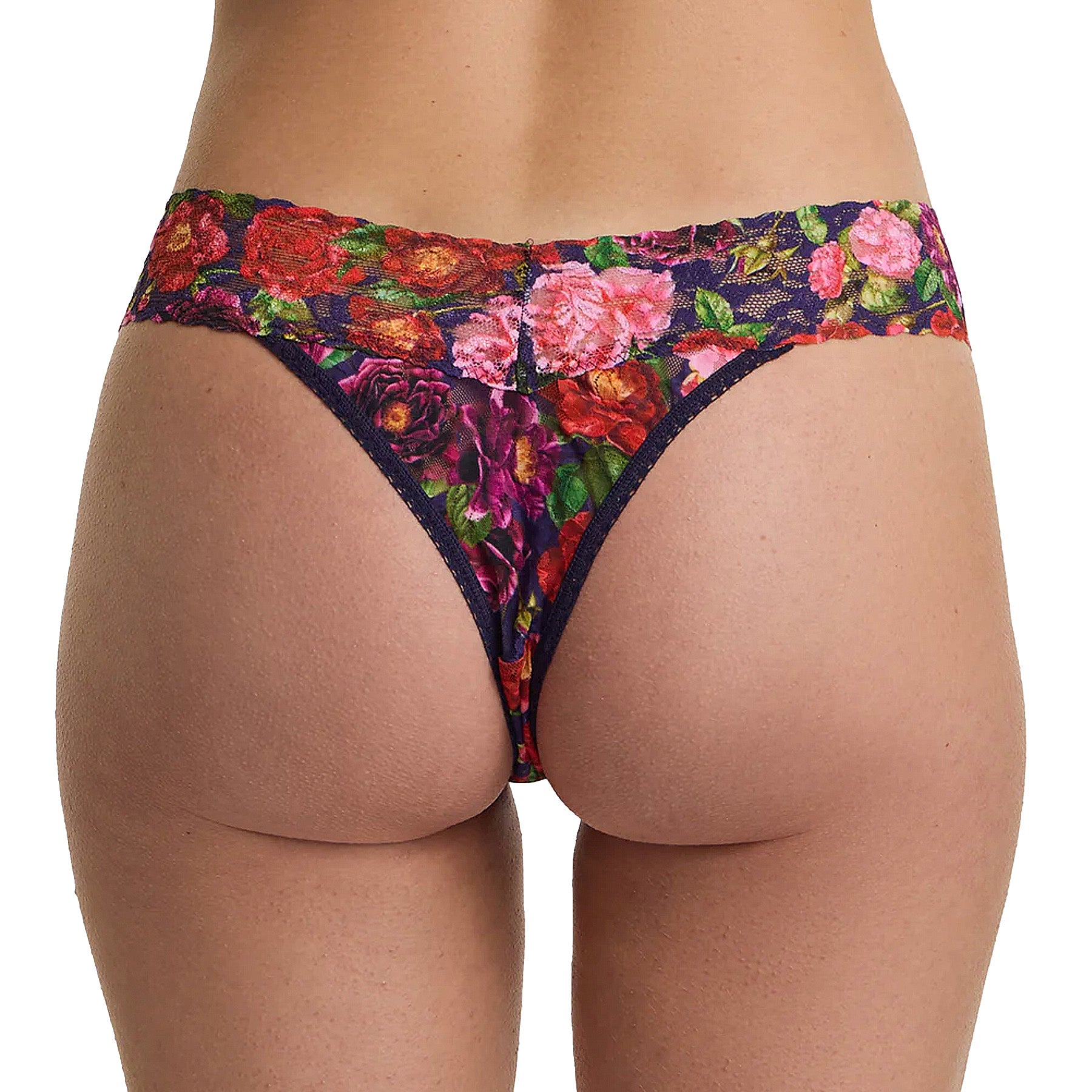 Hanky Panky Printed Signature Lace Original Rise Thong PR4811 Winters Tale Navy Back