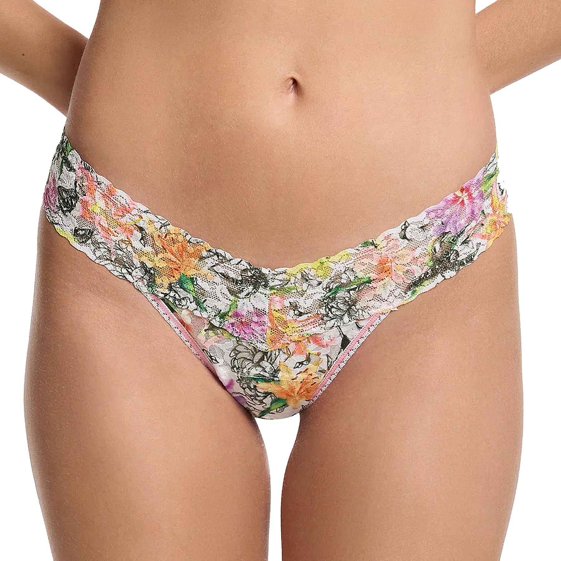 Hanky Panky Printed Signature Lace Original Rise Thong PR4811 Botany Front