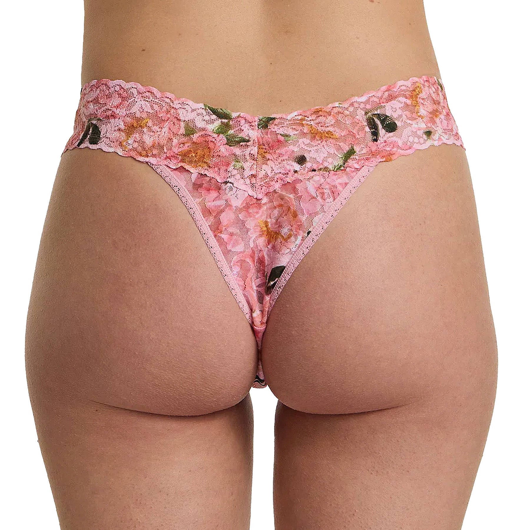 Hanky Panky Printed Signature Lace Original Rise Thong PR4811 Fawning Flora Coral Back