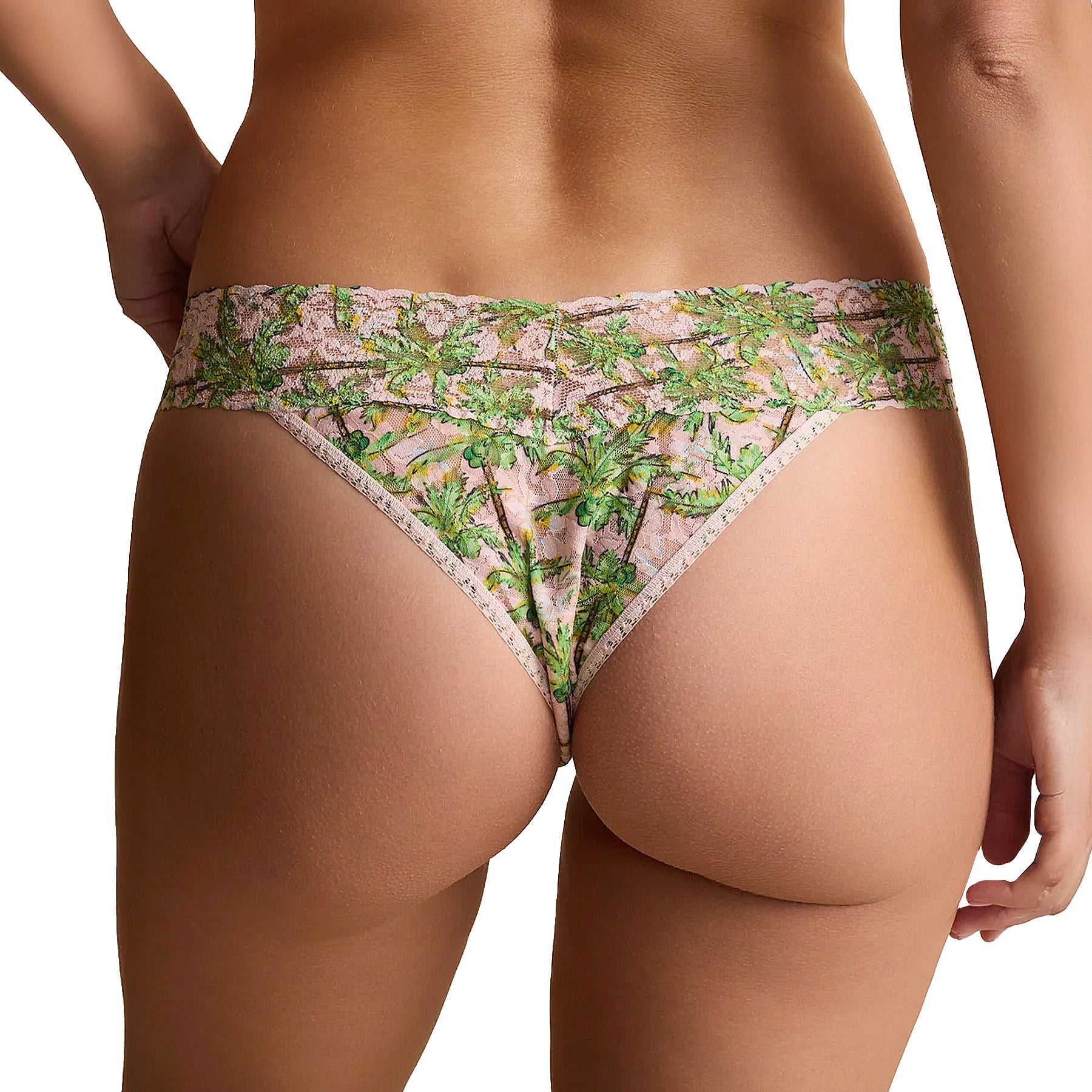 Hanky Panky Printed Signature Lace Original Rise Thong PR4811 Palm Breeze Pink Back
